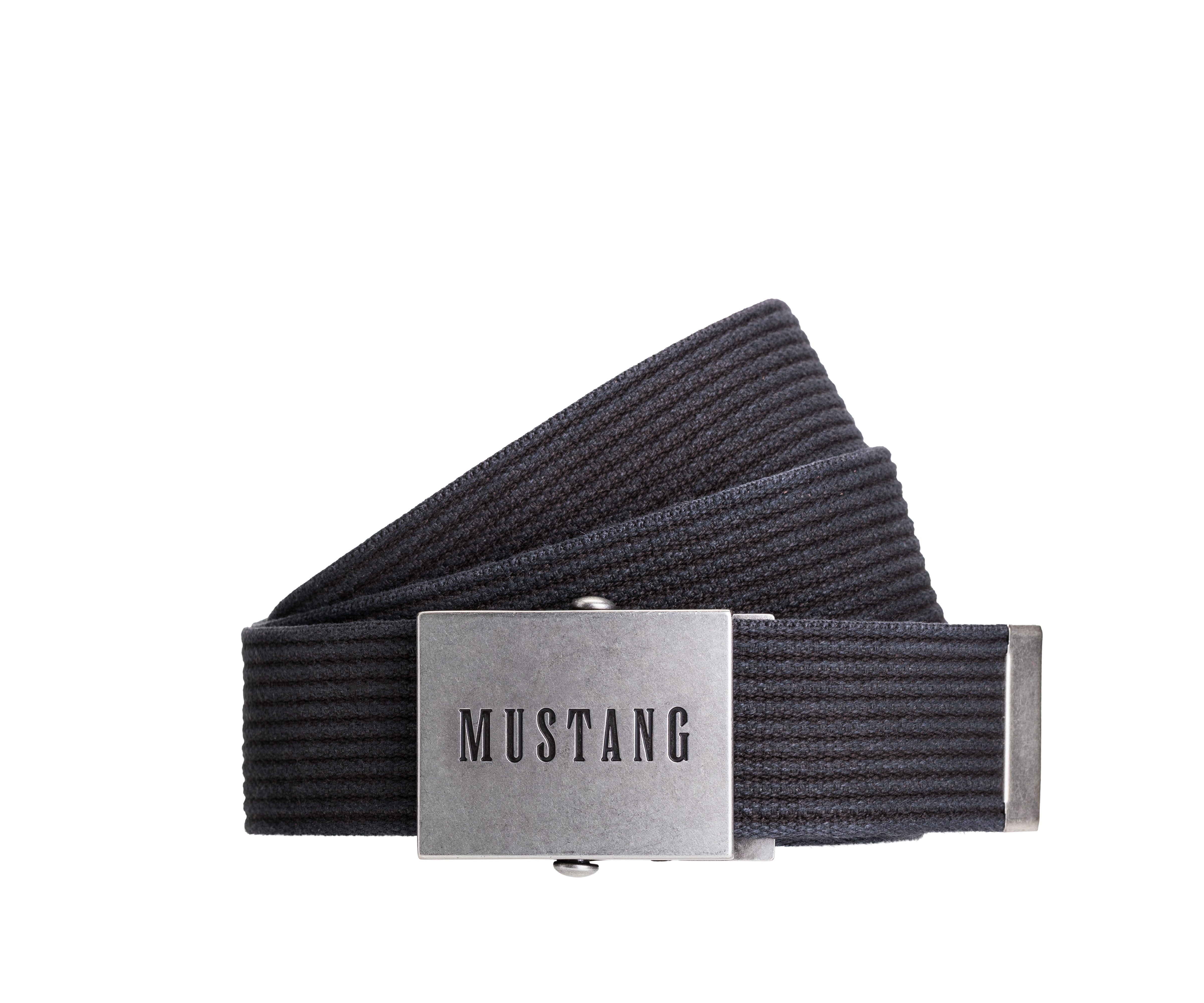 MUSTANG Stoffgürtel "Tucker" mit gewaschenem Rillenband, 4 cm breit, aus Baumwolle, kürzbar