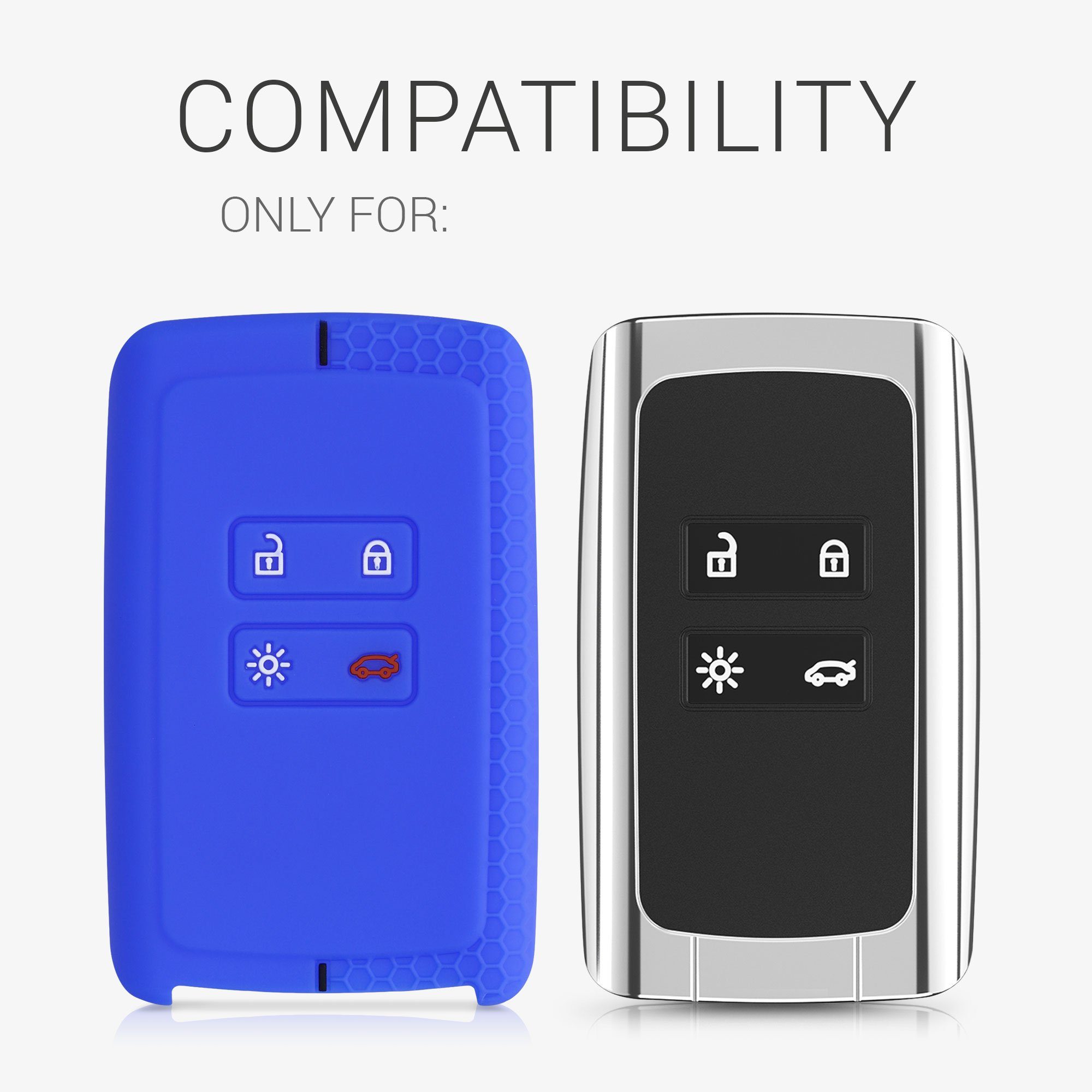 Schlüsseltasche Schlüssel Hülle Silikon Blau Cover Renault, Case Schlüsselhülle für Autoschlüssel kwmobile