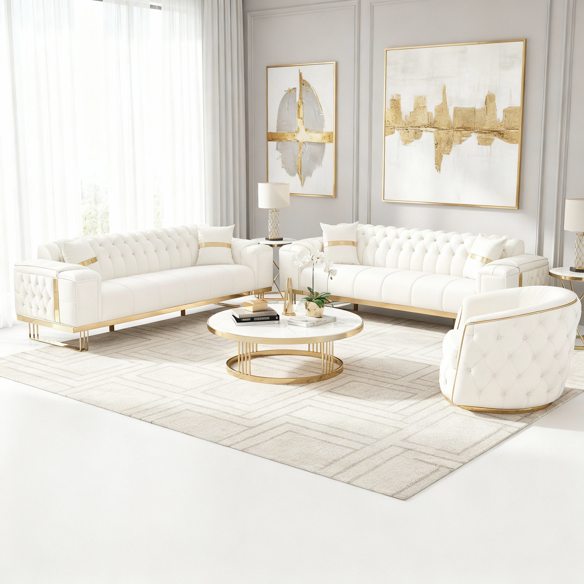 Palms-Store Sofa -Set Imperial Premium, 6 Farben verfügbar, 3-Sitzer + 2-Sitzer + Sessel (3-Sitzer mit Schlaf-funktion)