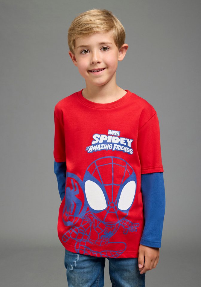 KIDSWORLD Langarmshirt SPIDEY Lagen-Shirt, Disney Disney-Shirt, hüftlange Basic-Passform, modischer Stil, mit Lagenoptik