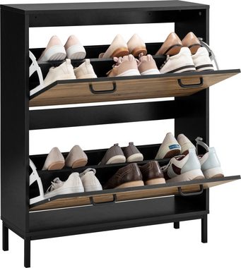 Places of Style Schuhschrank Rocco mit 2 Klappen, Griffe aus Metall, Breite 80 cm, Höhe 100,5 cm