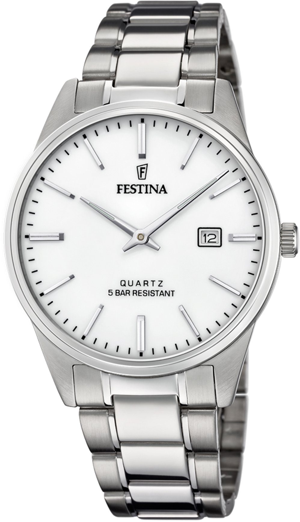 Festina Quarzuhr F20511/2, Armbanduhr, Herrenuhr, Damenuhr, Edelstahlarmband, Datum