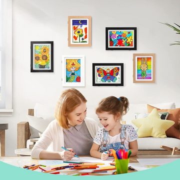 Blusmart Bilderrahmen Kunst-Fotorahmen für Kinder, für 10 Bilder (Wanddekoration, 1 St), Collage, Für Kinder zum Basteln, Aufhängen und Aufbewahren von Kunstwerken