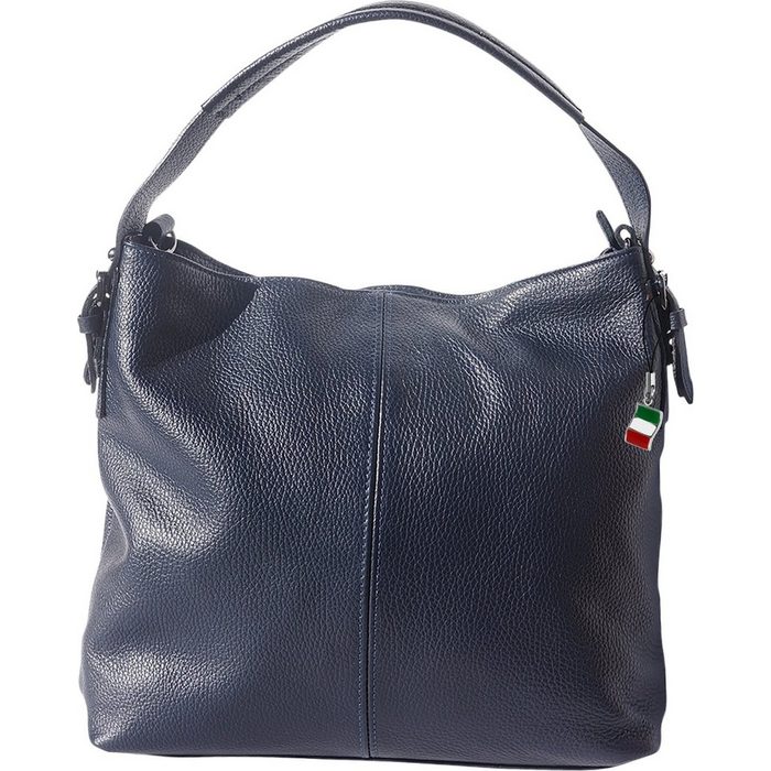 FLORENCE Shopper Florence legere Echtleder Hobo Bag Damen Damen Tasche aus Echtleder in blau ca. 34cm Breite Made-In Italy