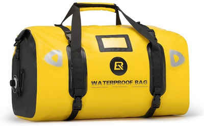 ROCKBROS Sporttasche Multifunktional Motorradtasche 40L (100% Wasserdicht Reisetasche Hecktasche Gepäckrolle mit Schultergurten Pannier Satteltaschen Gelb)
