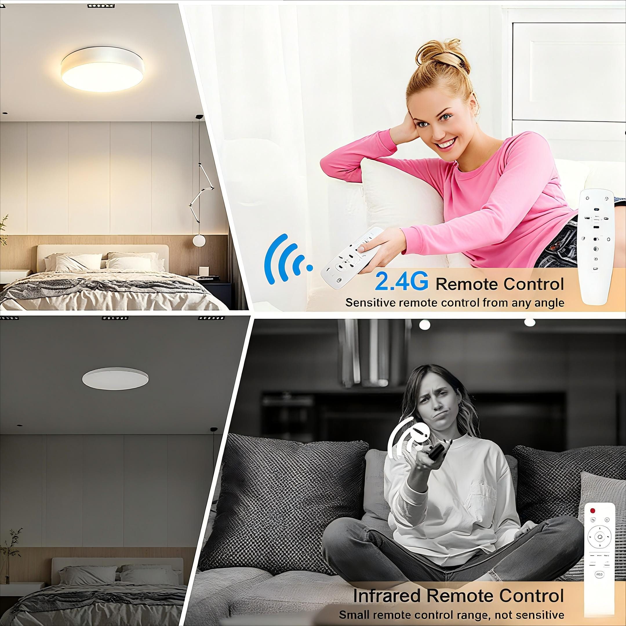 POPOLIC LED Deckenleuchte 24-W-moderne Leuchte, Deckenleuchte Holz, dimmbar günstig online kaufen