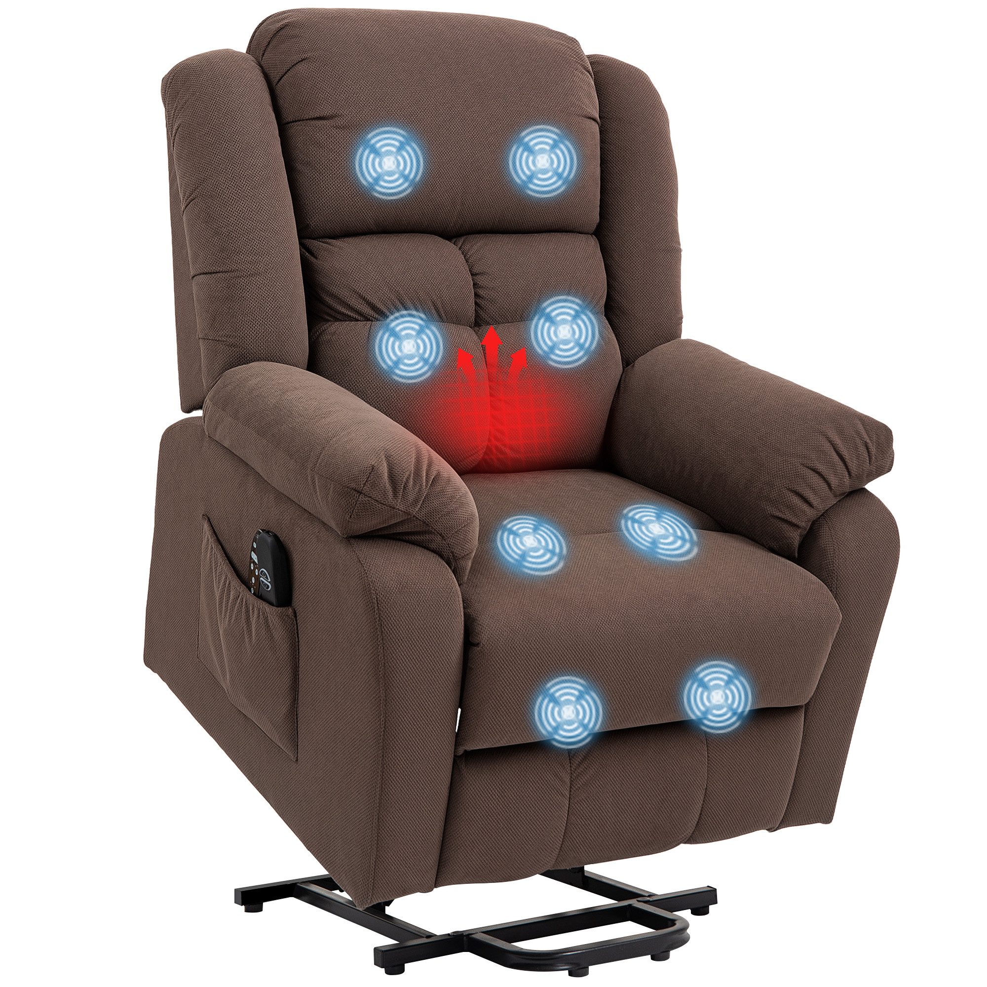HOMCOM Relaxsessel Elektrischer Fernsehsessel mit Liegefunktion (Set, 1-St., 1), Aufstehhilfe, 8-Punkt-Massage, Lendenwärme – Bild 2 von 5
