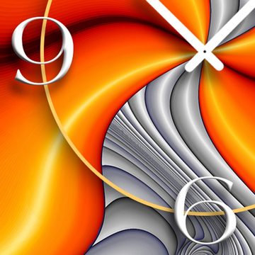dixtime Wanduhr Abstrakt orange grau Designer Wanduhr modernes Wanduhren Design leise (Einzigartige 3D-Optik aus 4mm Alu-Dibond)