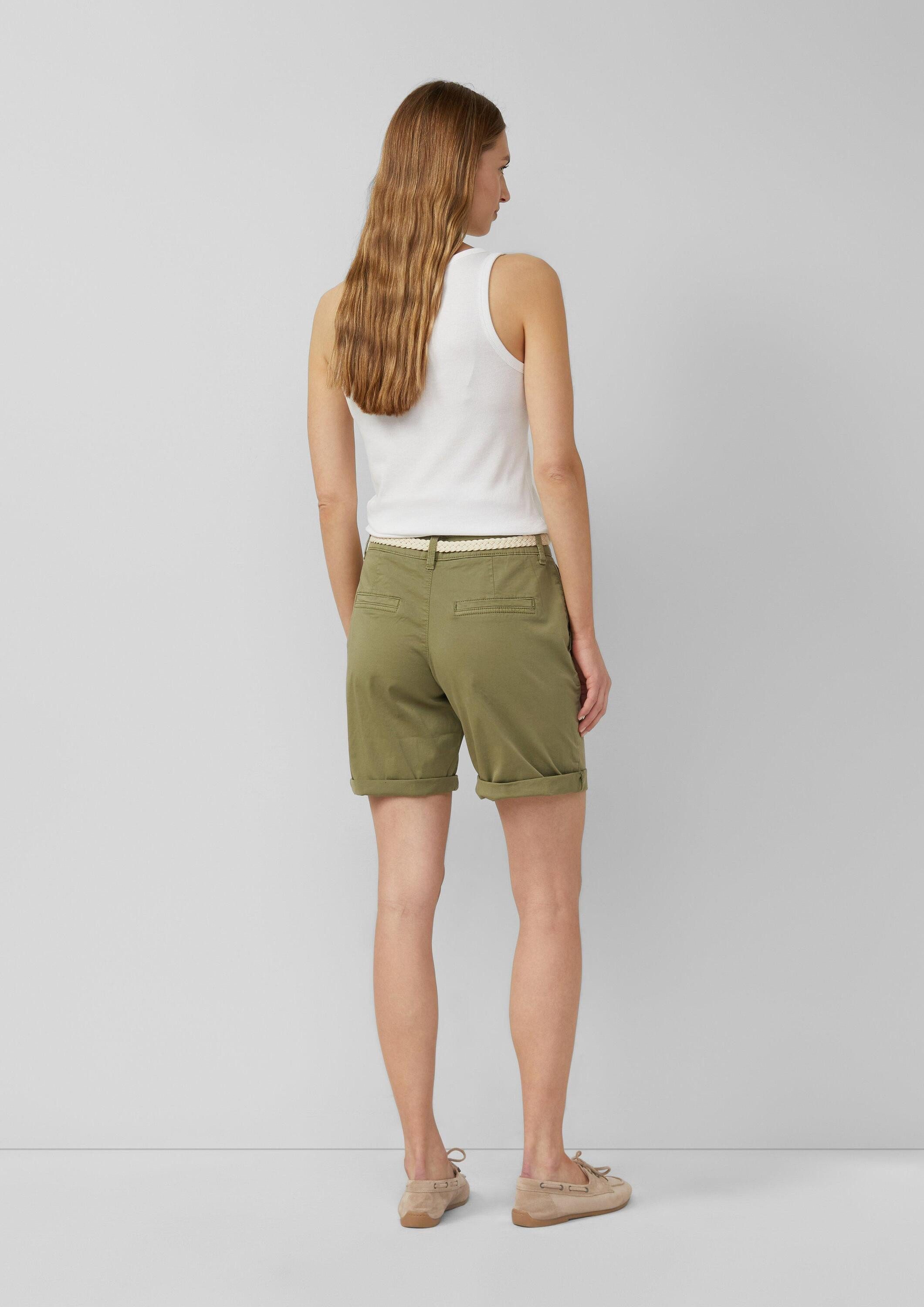 s.Oliver Shorts Hose Shorts mit geflochtenem Gürtel und Garment Dye