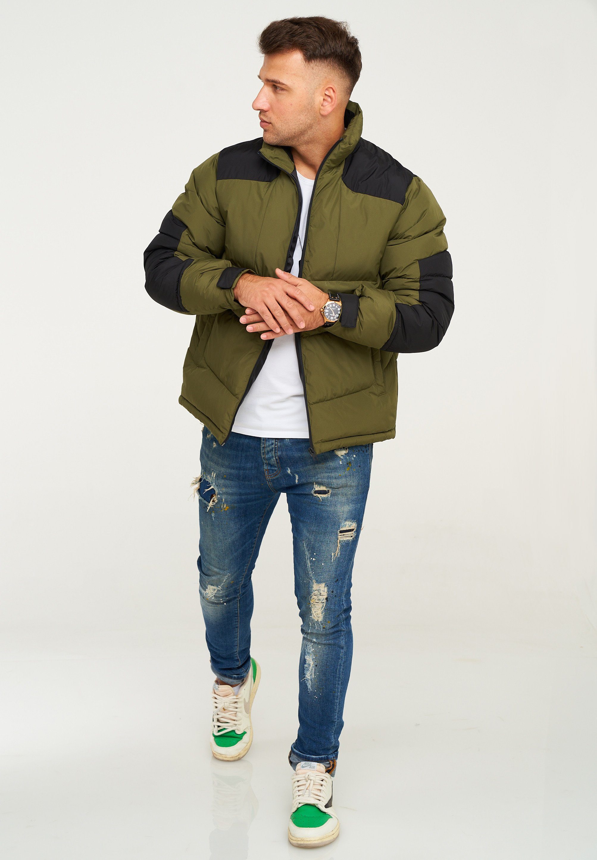 Jack & Jones Winterjacke VOTIS PUFFER Steppjacke mit Stehkragen und Taschen Wintermantel