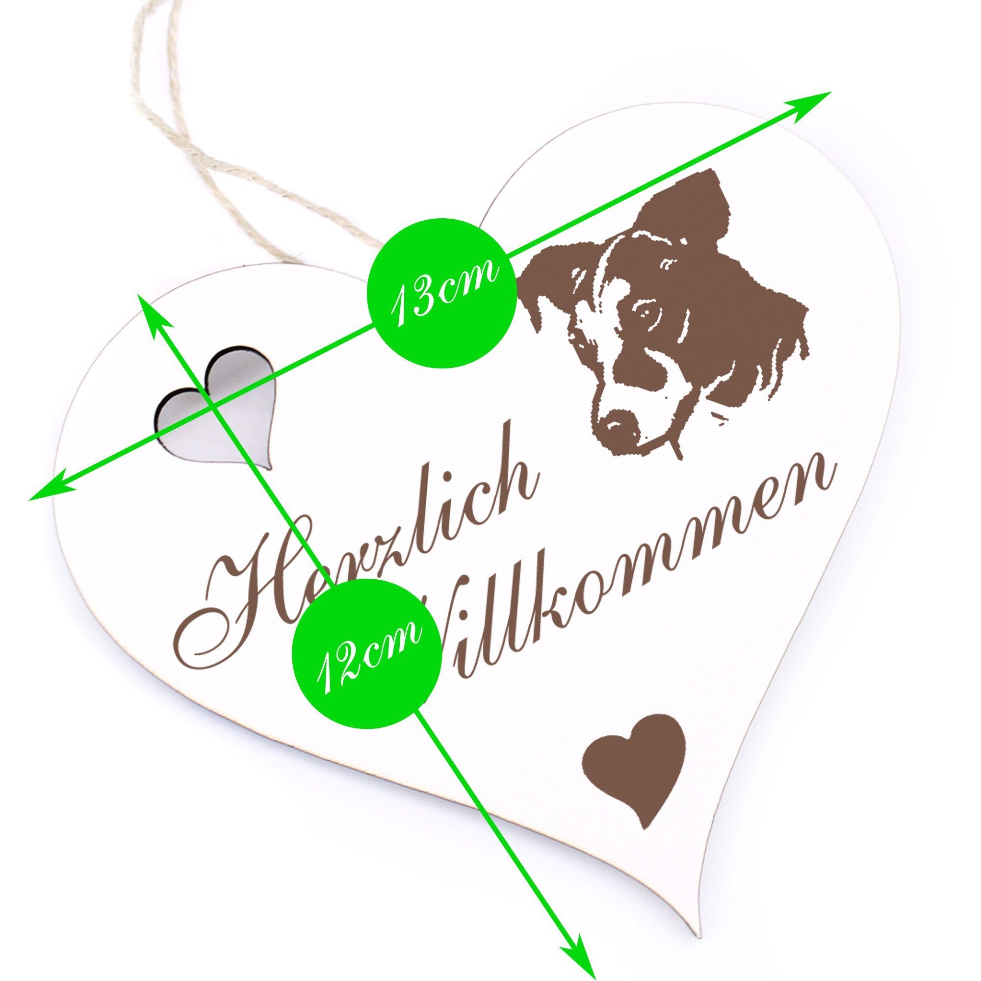 Herzlich Terrier Willkommen - Dekolando - Jack Russel 13x12cm Hängedekoration Kopf