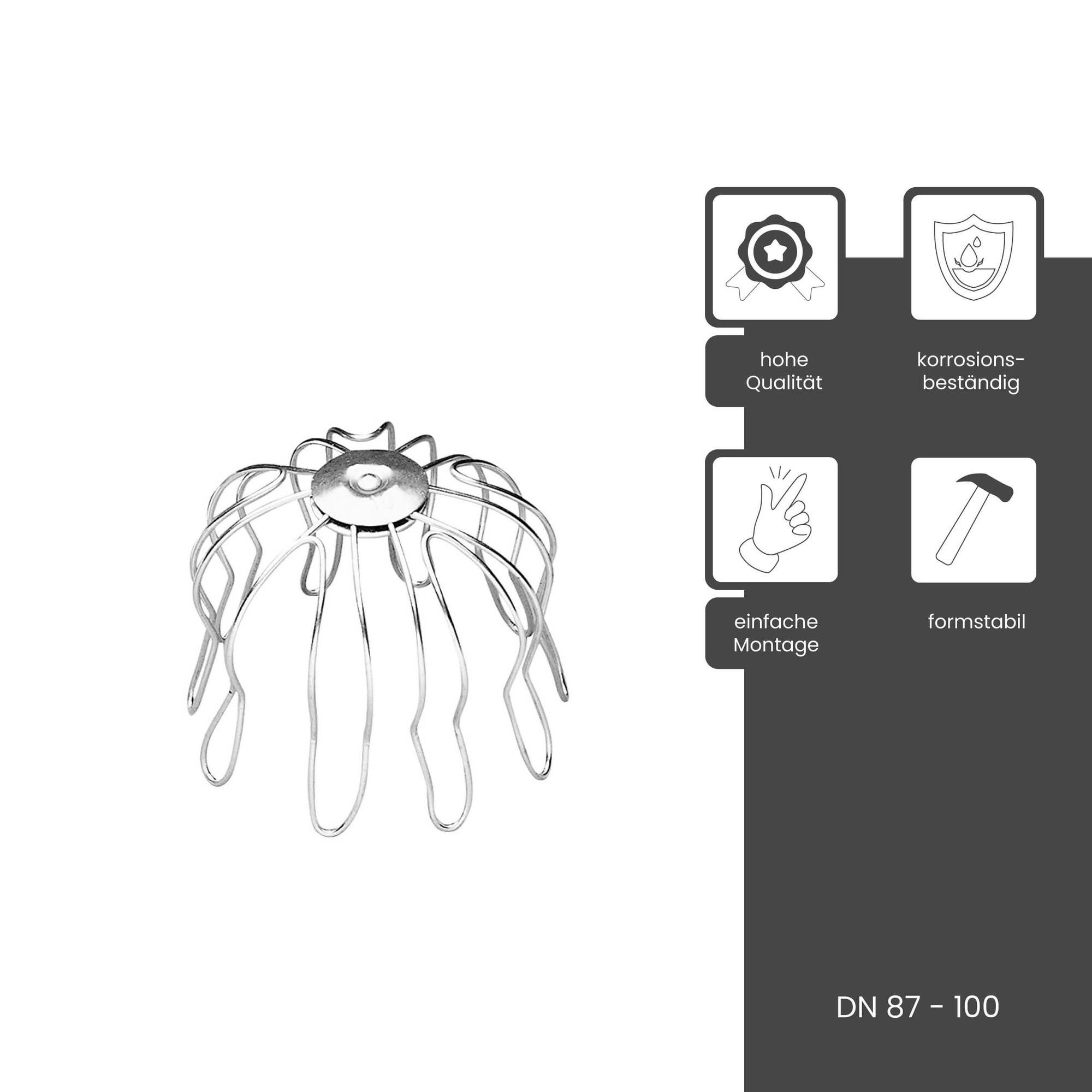 Zambelli Dachrinne, Rinnensieb, Laubfangkorb Edelstahl DN 87-100 Silber, 1-St., Regenrinnen Fallrohrschutz, Dachrinnenschutz Laubschutz