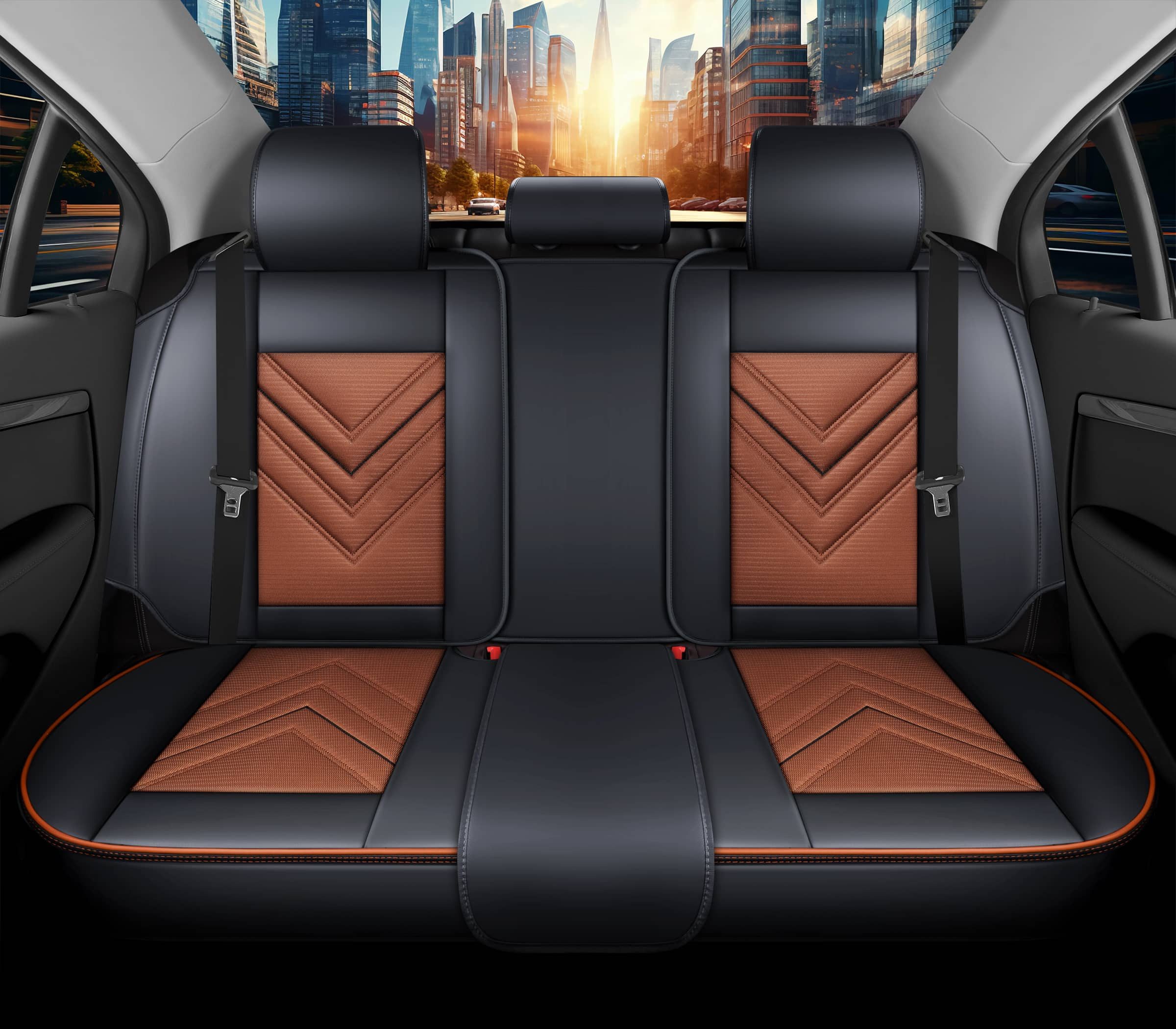 BREMER SITZBEZÜGE Autositzbezug für Kia e-Soul Soul III Bj ab 2019 (FSL2), Set, Komplettset Vorne und Hinten, in Schwarz/Braun