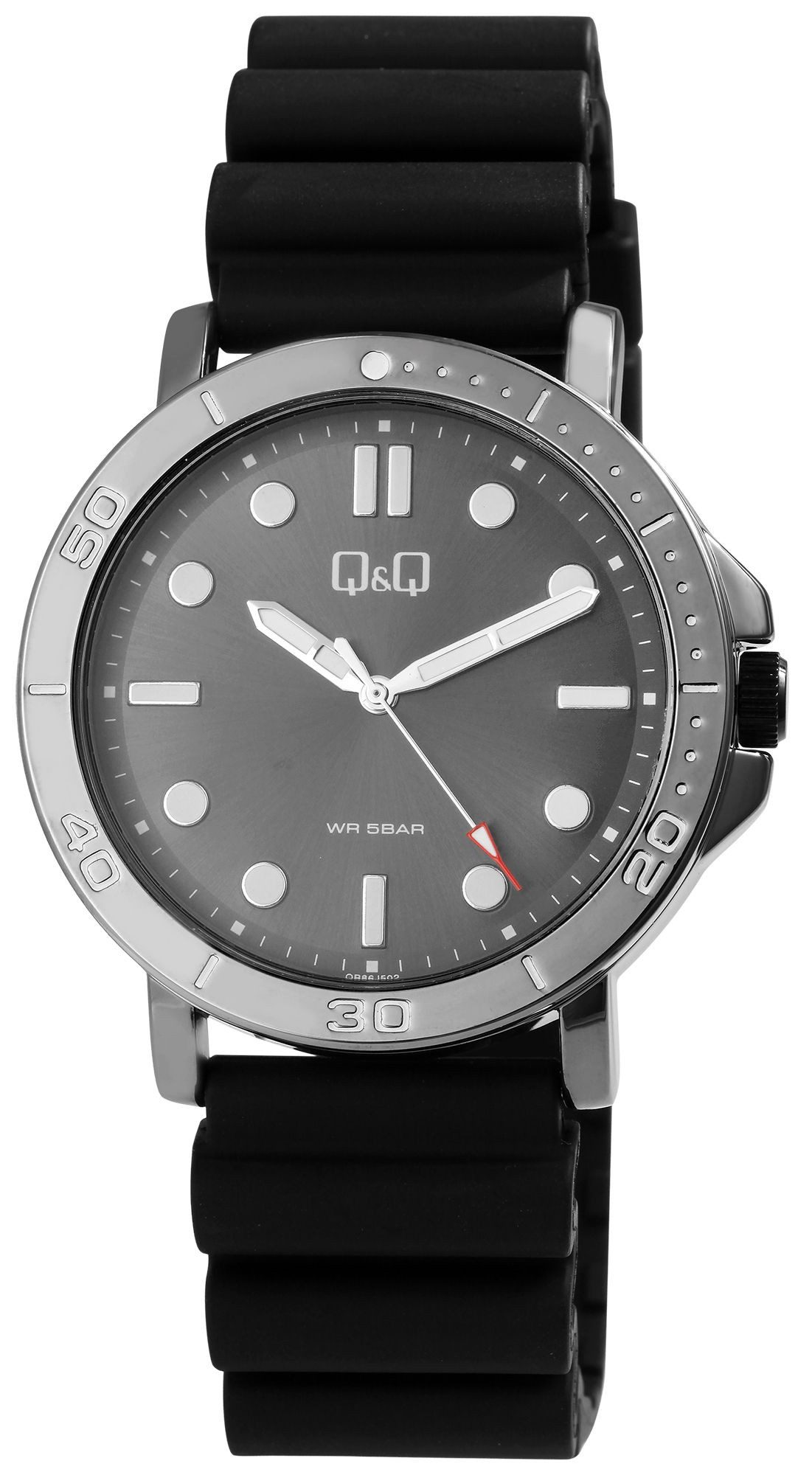 Q&Q Quarzuhr QB86J502Y Q&Q Herrenuhr mit Silikonarmband, 5 bar, schwarz