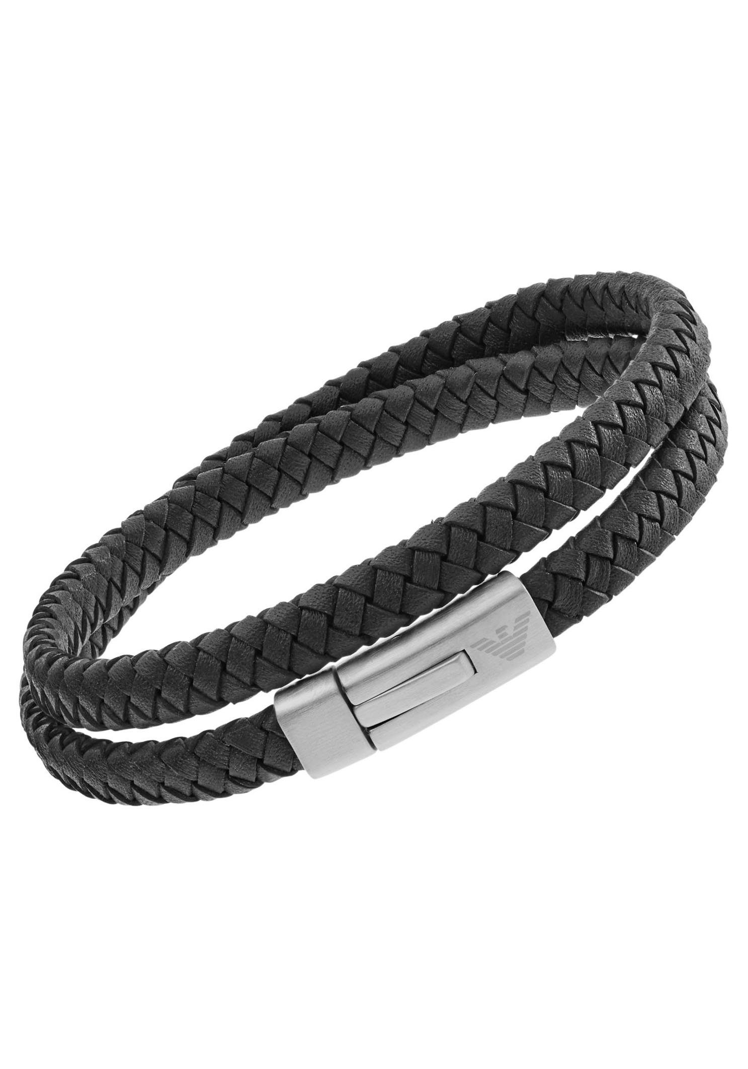 Emporio Armani Lederarmband Schmuck Geschenk Edelstahl Leder Armschmuck günstig online kaufen
