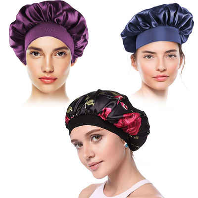Rnemitery Duschhaube Schlafmütze Satinhaube Nacht Kopfbedeckung Schlafen Haar Turbans (3 St)