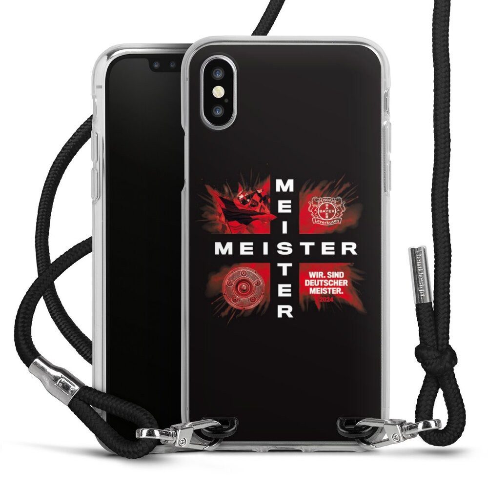 DeinDesign Handyhülle Bayer 04 Leverkusen Meister Offizielles Lizenzprodukt, Apple iPhone Xs Handykette Hülle mit Band Case zum Umhängen