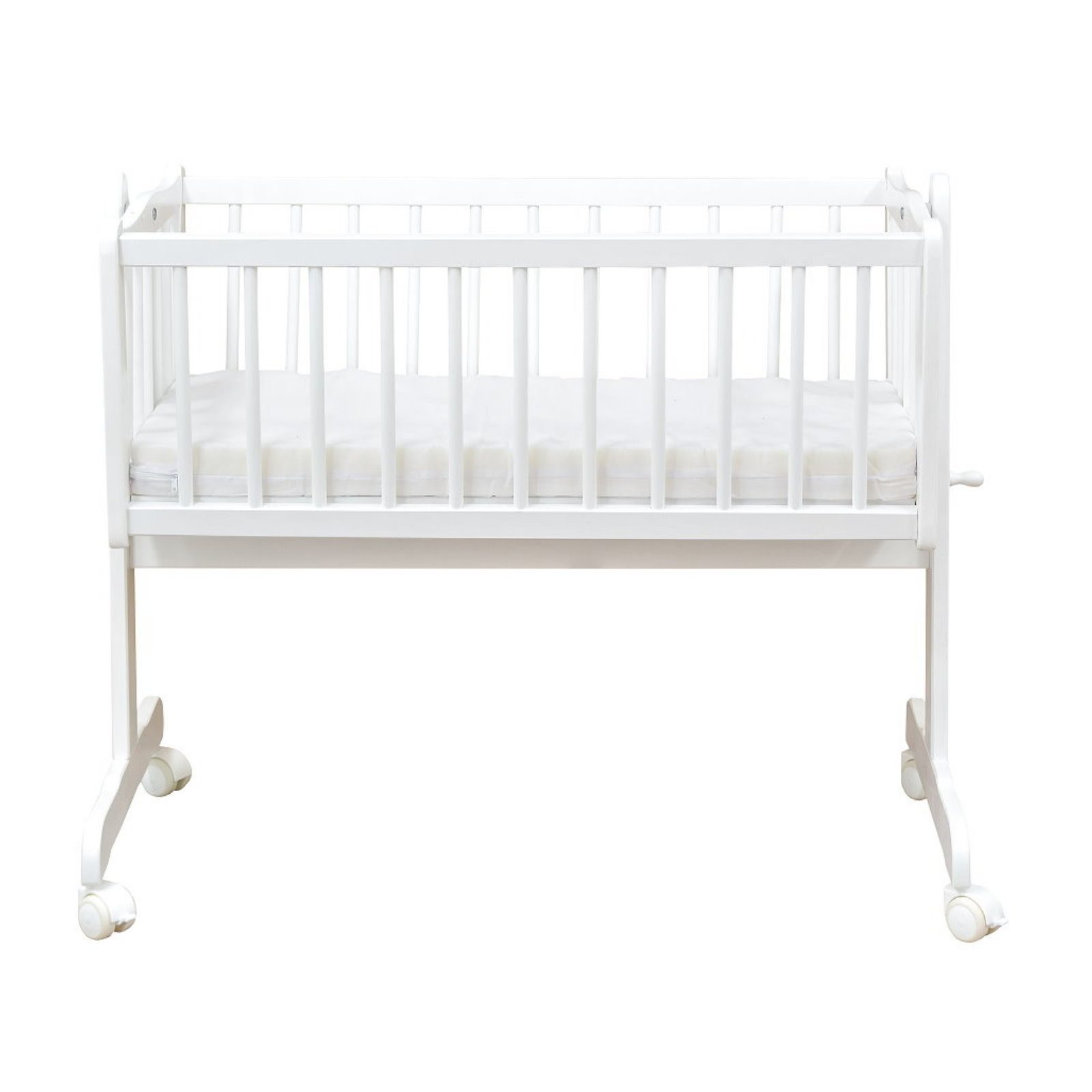 Baby-Delux Stubenbett Babywiege Komplettset Interlock Soft, Schaukelwiege Weiß 90x40cm Komplett Bettset Wiegenset
