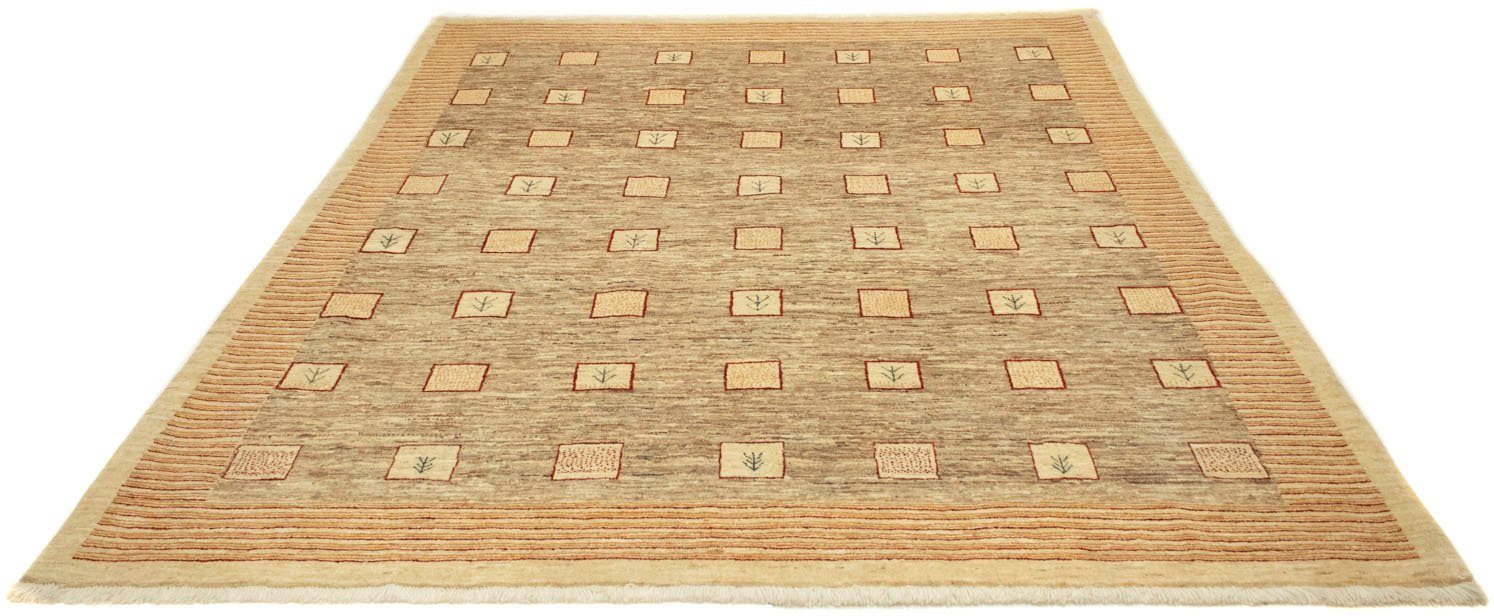 Teppich Loribaft handgeknüpft, und mm, stilvoll gemustert braun, Wollteppich handgeknüpft morgenland, Höhe: rechteckig, Detailreich 18