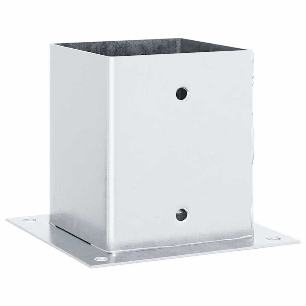 vidaXL Zaunpfosten Pfostenträger Quadratisch 4Stk. Silber 101x101mm Stahl Verzinkt, (4-St)