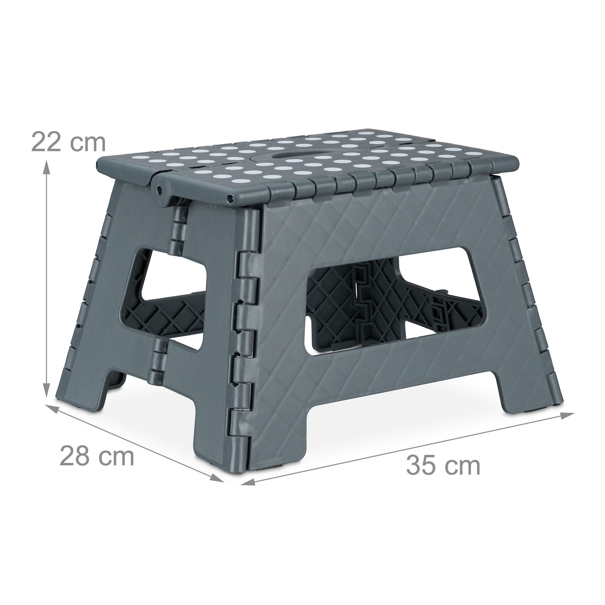 relaxdays Sitzhocker Klapphocker faltbar M (1 St), Dunkelgrau – Bild 4 von 5