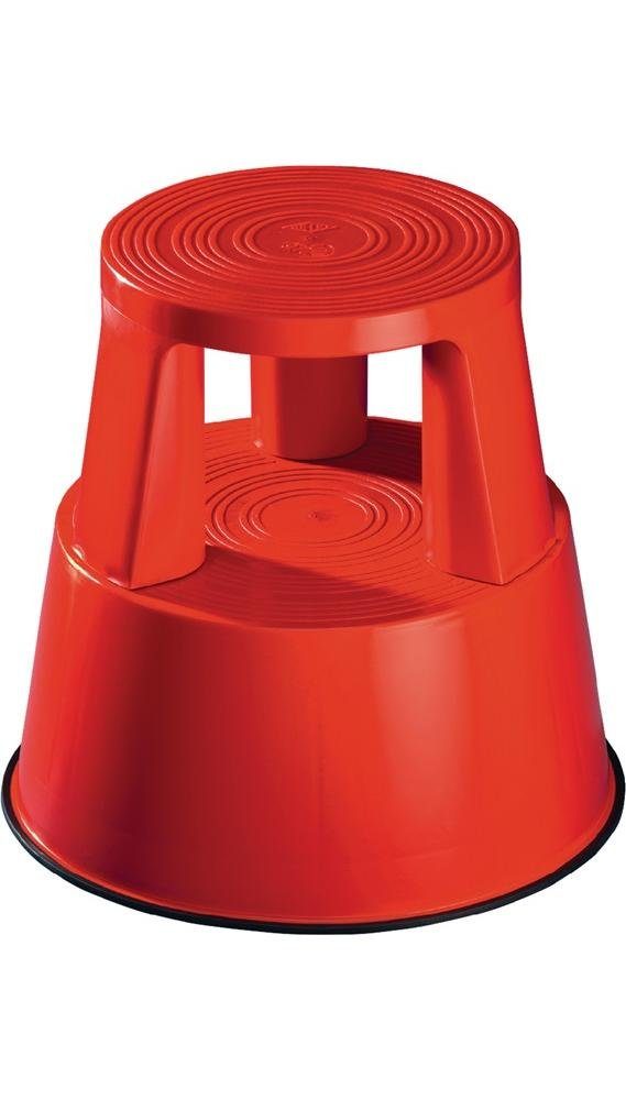 WEDO Arbeitshocker Rollhocker Kunststoff rot Höhe mit/ohne Belastung 425/430 mm Oberer-Ø 290 mm Unterer-Ø 440 mm