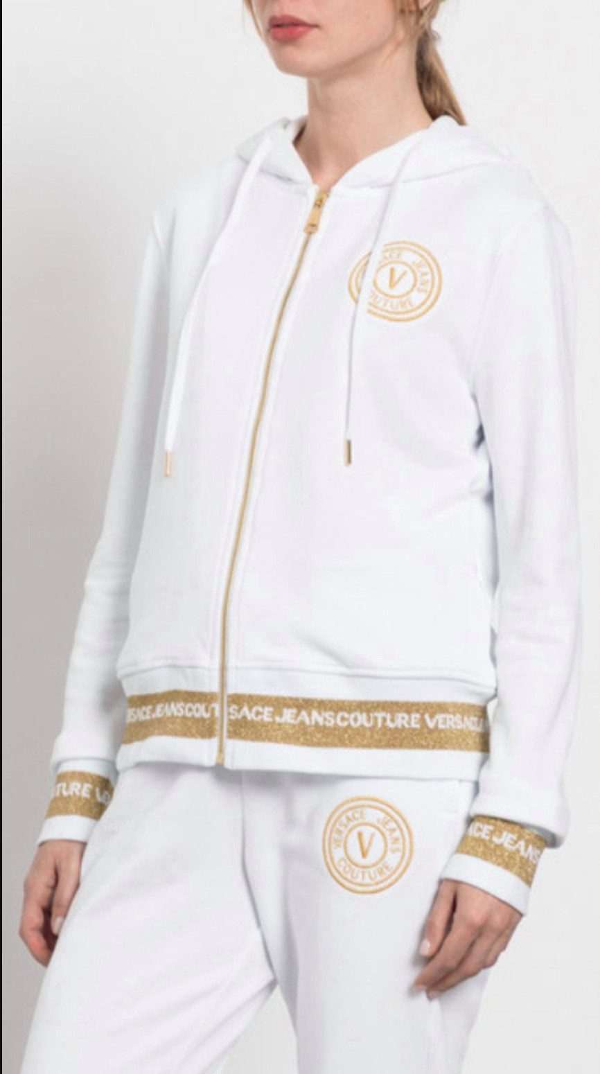 Versace Jeans Couture Kapuzensweatjacke V-Emblem Hooded Jacke V-Emblem Luxury Kollektion