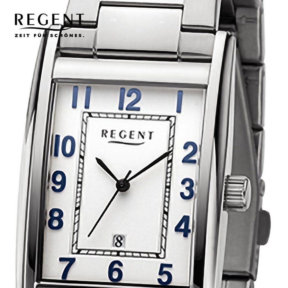 Regent Quarzuhr Regent Herren Armbanduhr Analog, Herren Armbanduhr rund,  extra groß (ca. 29mm), Metallarmband, Datum