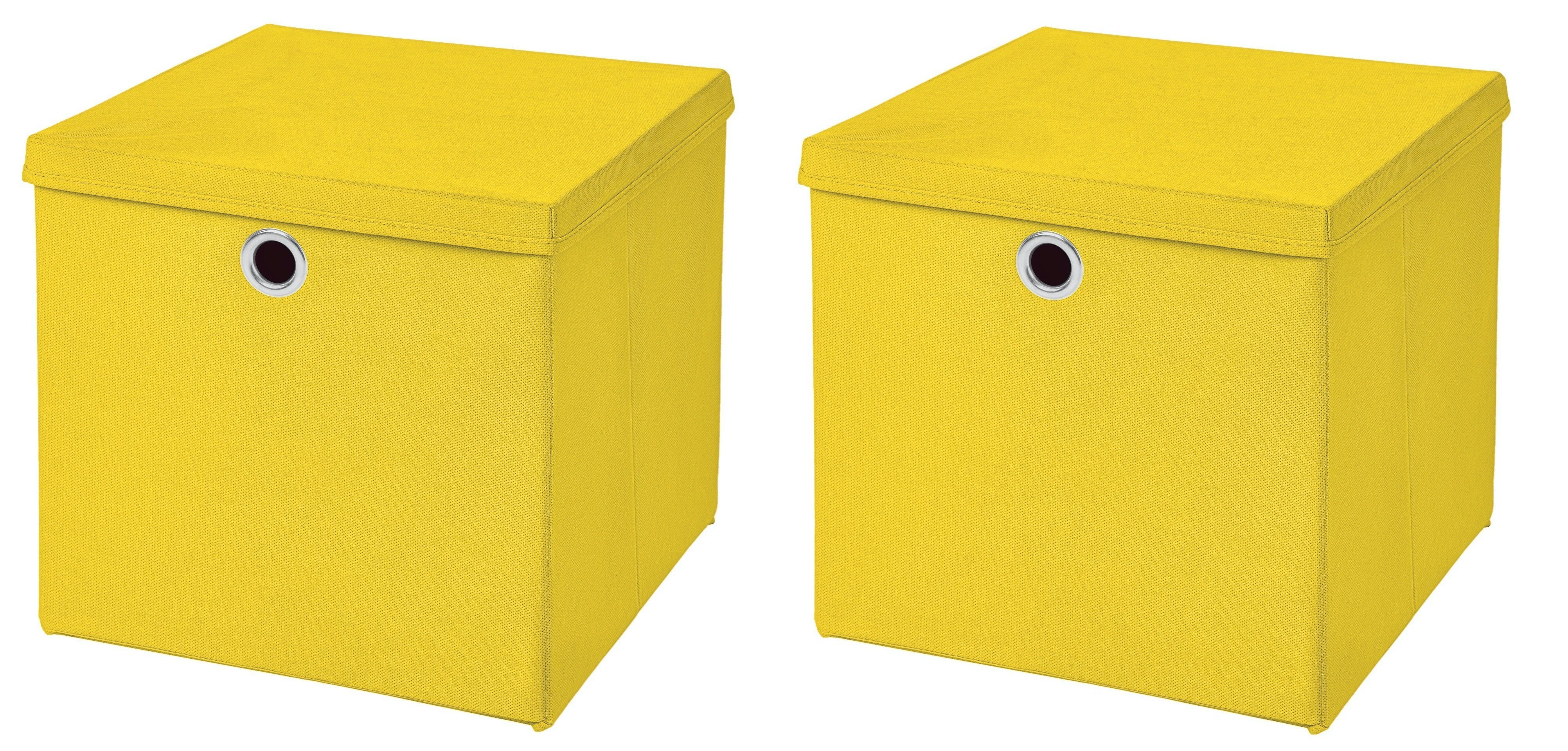 StickandShine Faltbox 2 Stück 32 x 32 x 32 cm Faltbox mit Deckel Stoffbox Aufbewahrungsbox