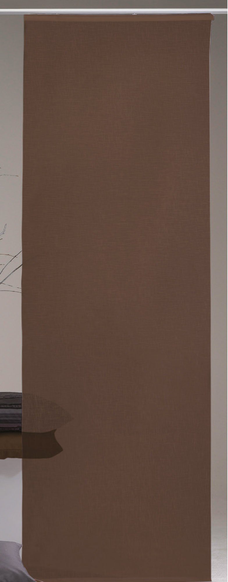 Schiebegardine Desiré, Arsvita, Klettband (1 St), transparent, Flächenvorhang 60 x 245 cm (B x H), inkl. Beschwerungsstange / Paneelwagen - Schiebevorhang Braun