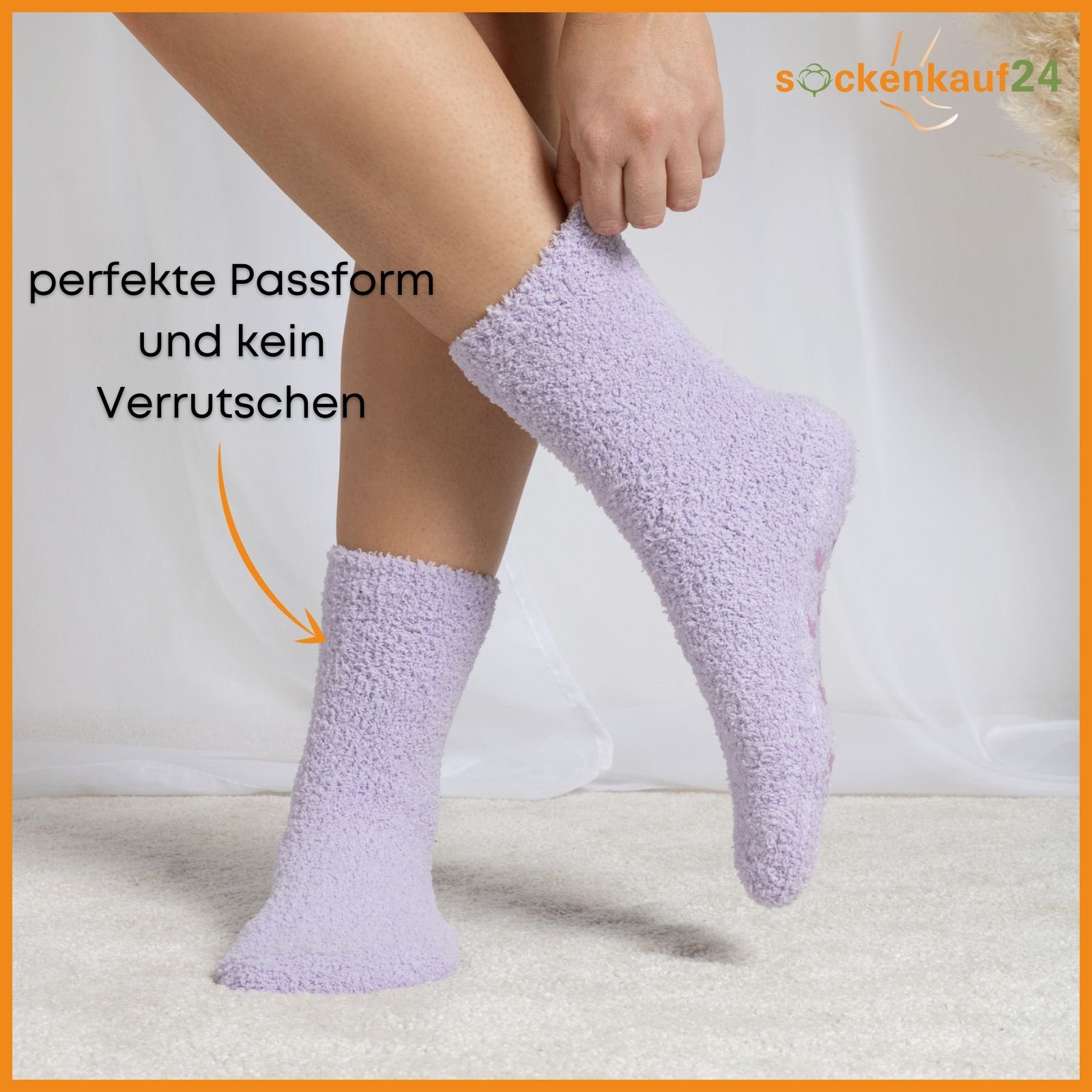 Paar Pastel (6-Paar, 12 ABS Größe Kuschelsocken Damen Sohle WP Socken - 35-42) mit Anti Rutsch oder sockenkauf24 37417 6