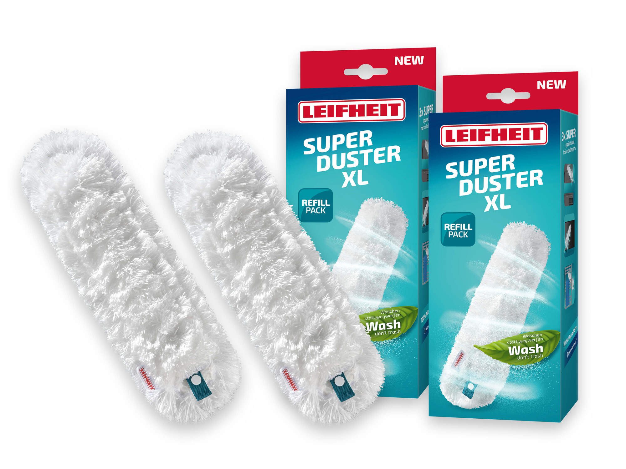 Leifheit Staubwischer Staubbezüge im 2er Set für den SUPERDUSTER XL (2-St), langlebig, waschbar, starke Reinigung für große Flächen