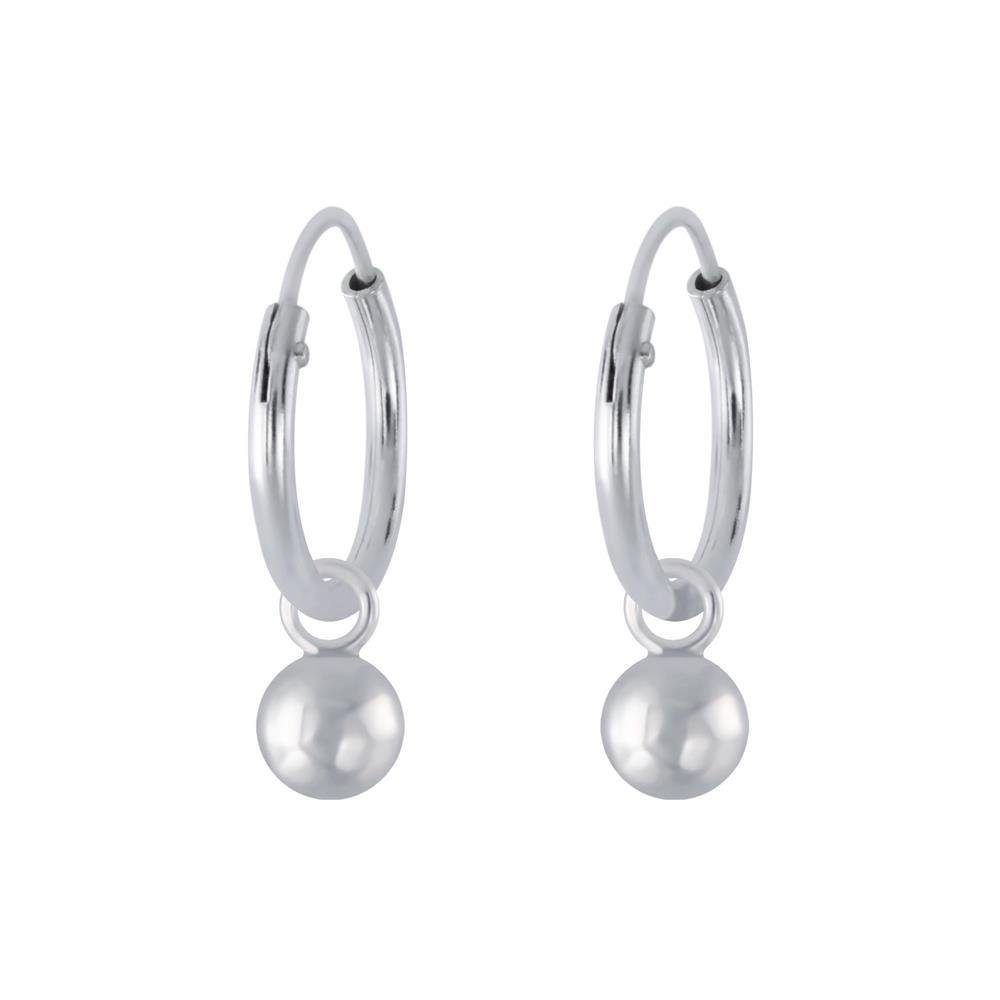BUNGSA Creolen-Set Creolen mit Kugel-Charm aus 925 Silber Damen silber (1 Paar (2 Stück), 2-tlg), Ohrschmuck Ohrringe