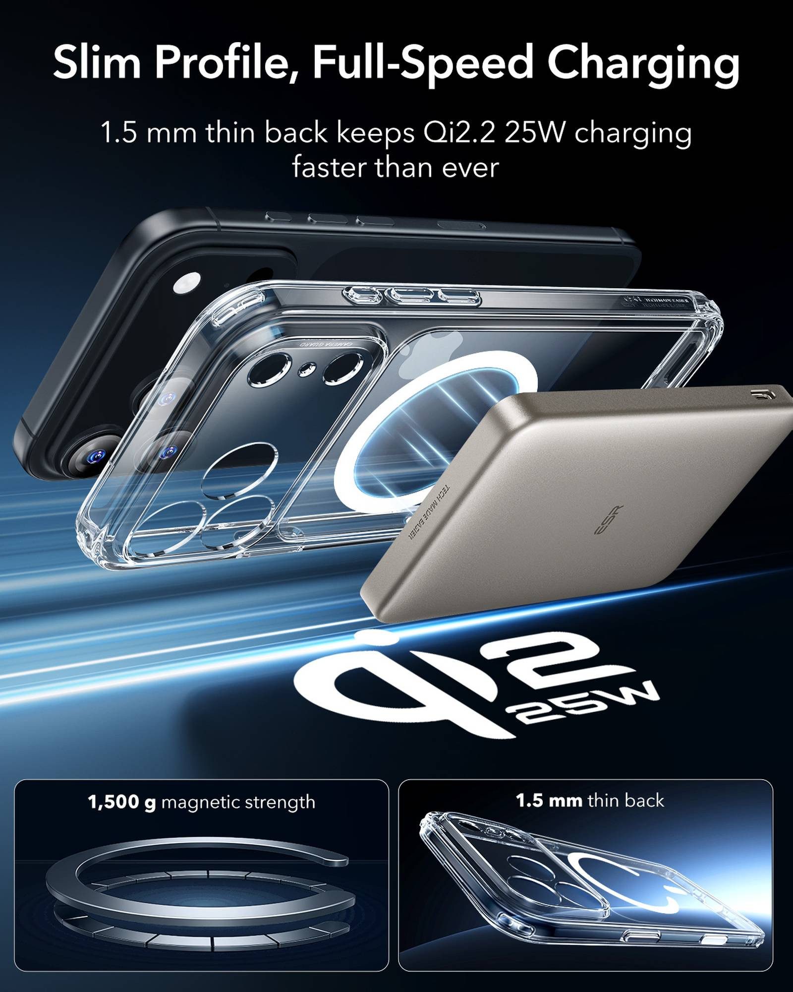 ESR Handyhülle Classic Hybrid HaloLock Case für iPhone 17 Pro, Kamerasteuerung Taste, 3,3m Fallschutz, 1,5kg Magnetkraft – Bild 4 von 5