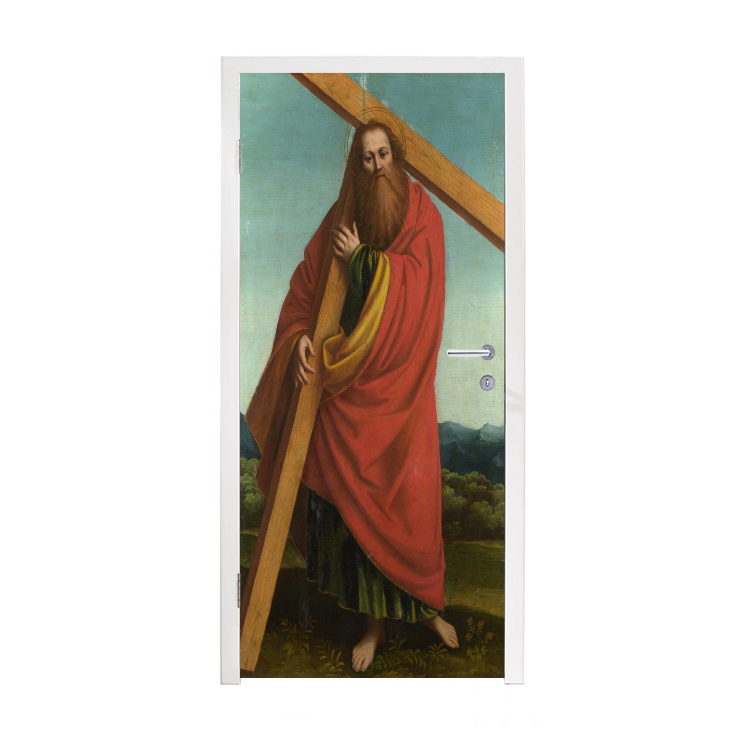 MuchoWow Türtapete Der Heilige Andreas Gemälde Ferrari, cm bedruckt, für Matt, (1 Tür, Türaufkleber, Fototapete - von St), Gaudenzio 75x205