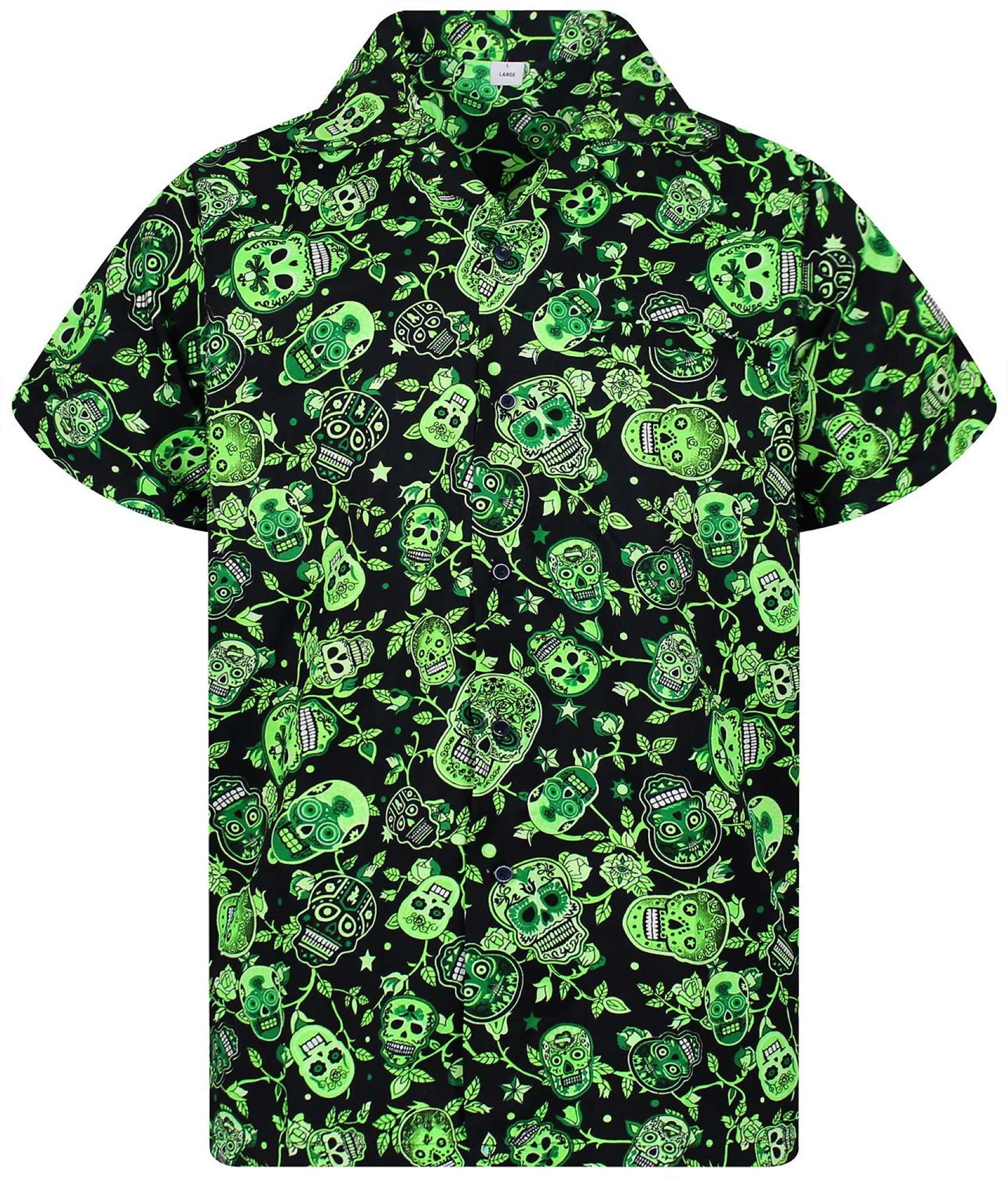 King Kameha Hawaiihemd "Skull" Funky Hawaii-Hemd Herren Kurzarm Front-Tasche Stylish