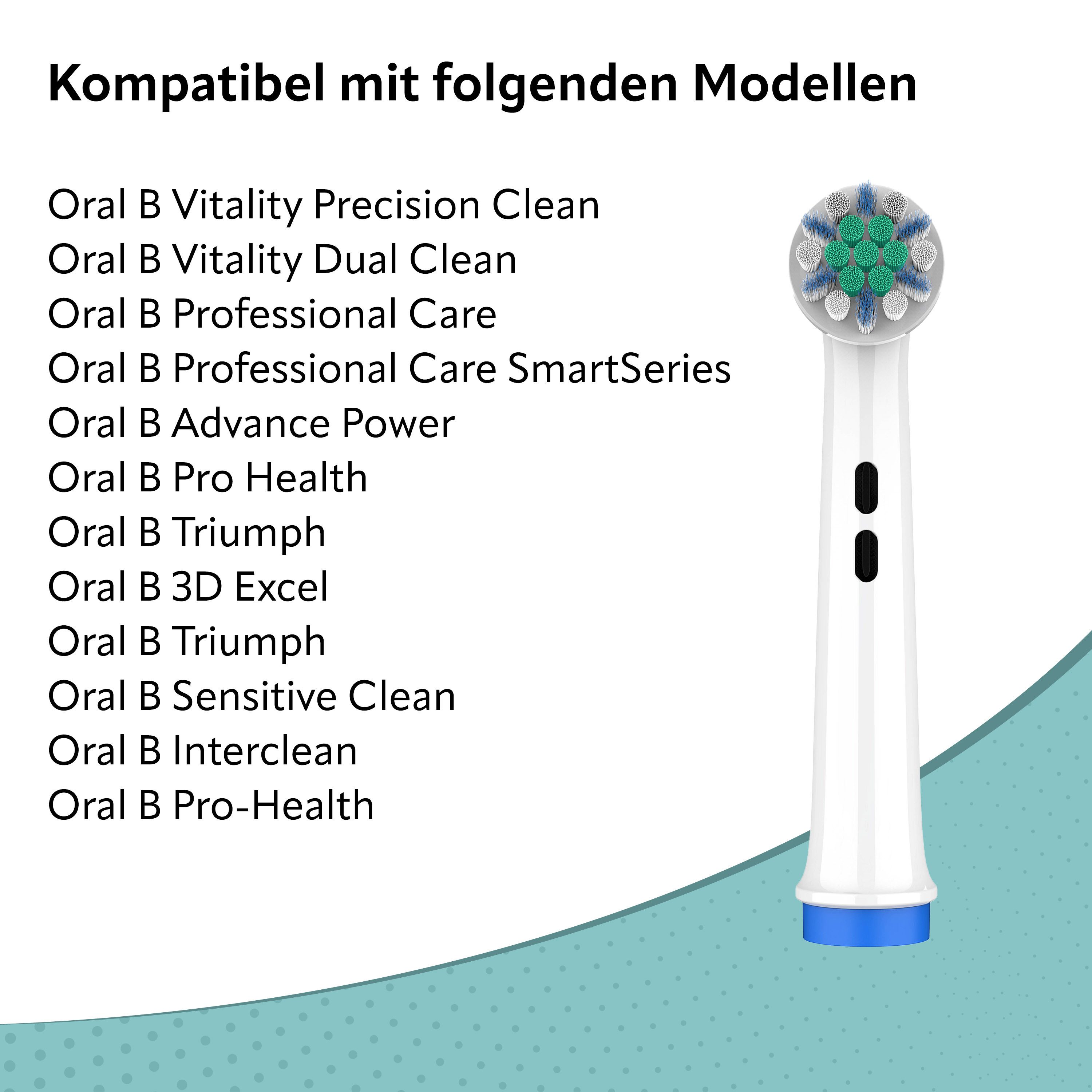 Wunder Zahnstocher Mundpflegecenter Aufsteckbürsten für Oral B 8er Pack - Zahnbürstenaufsätze für Oral B, 8x Ersatzzahnbürstenköpfe, Aufsteckbürsten kompatibel mit Oral B, Rotierender Impuls-Bürstenkopf