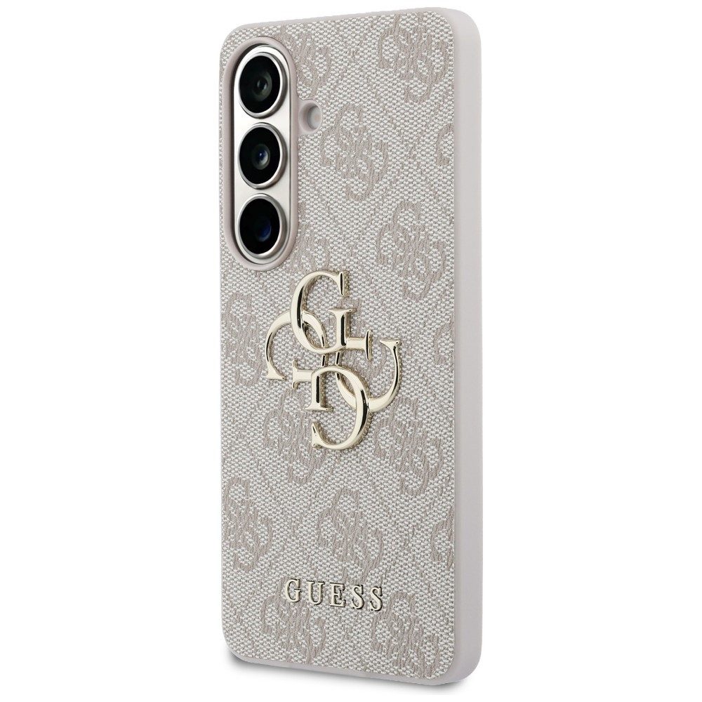 Guess Handyhülle Hülle Galaxy S26 Kunstleder rosa goldfarbenes 4G Big Logo Metall 6,3 Zoll, Kantenschutz