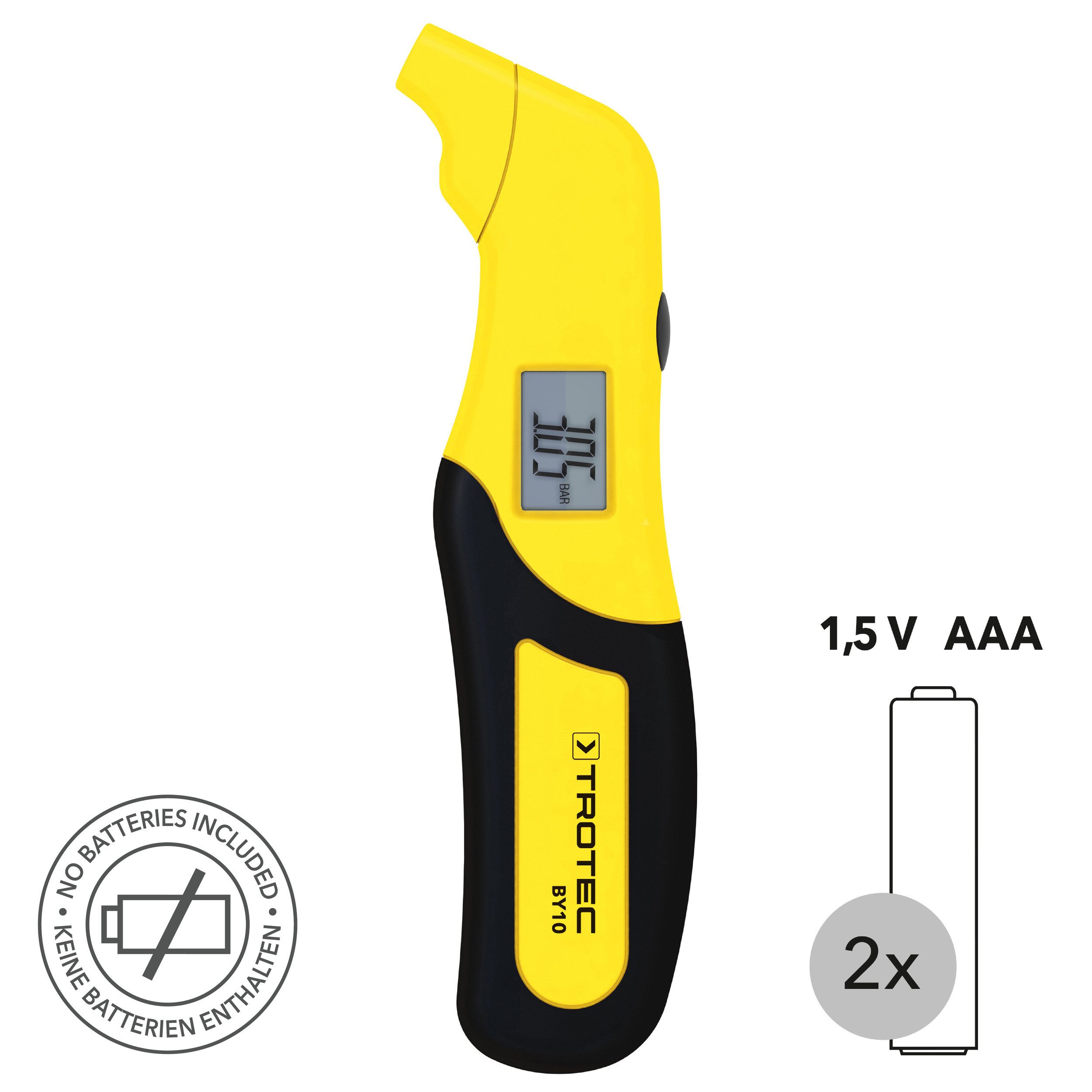 TROTEC Tire Pressure Monitoring System Tire Pressure Gauge BY10, Digital Gauge, Integrated Flashlight