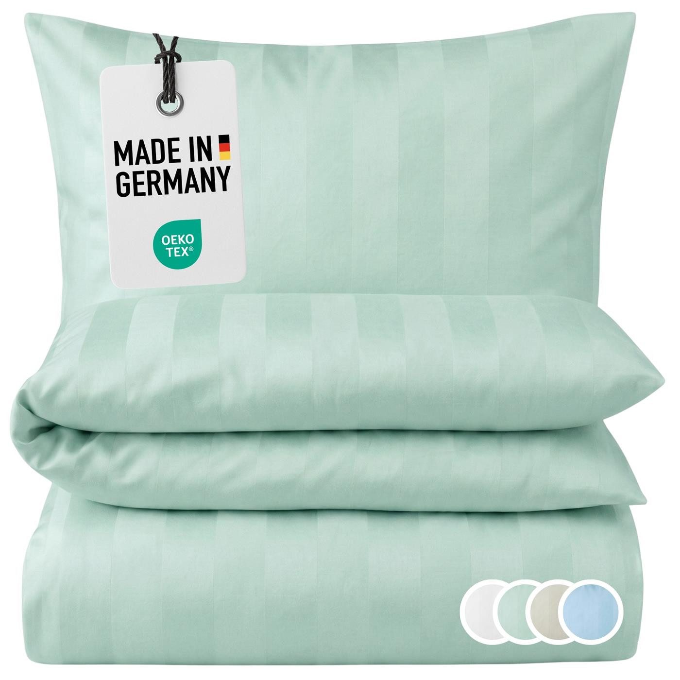 Carpe Sonno Bettwäsche Damast 135x200 155x220 Streifen Baumwolle elegante Hotel Bettwäsche, Damast, 2 teilig, Elegante Bettwaren Allergiker Bettzeug pflegeleicht Reißverschluss