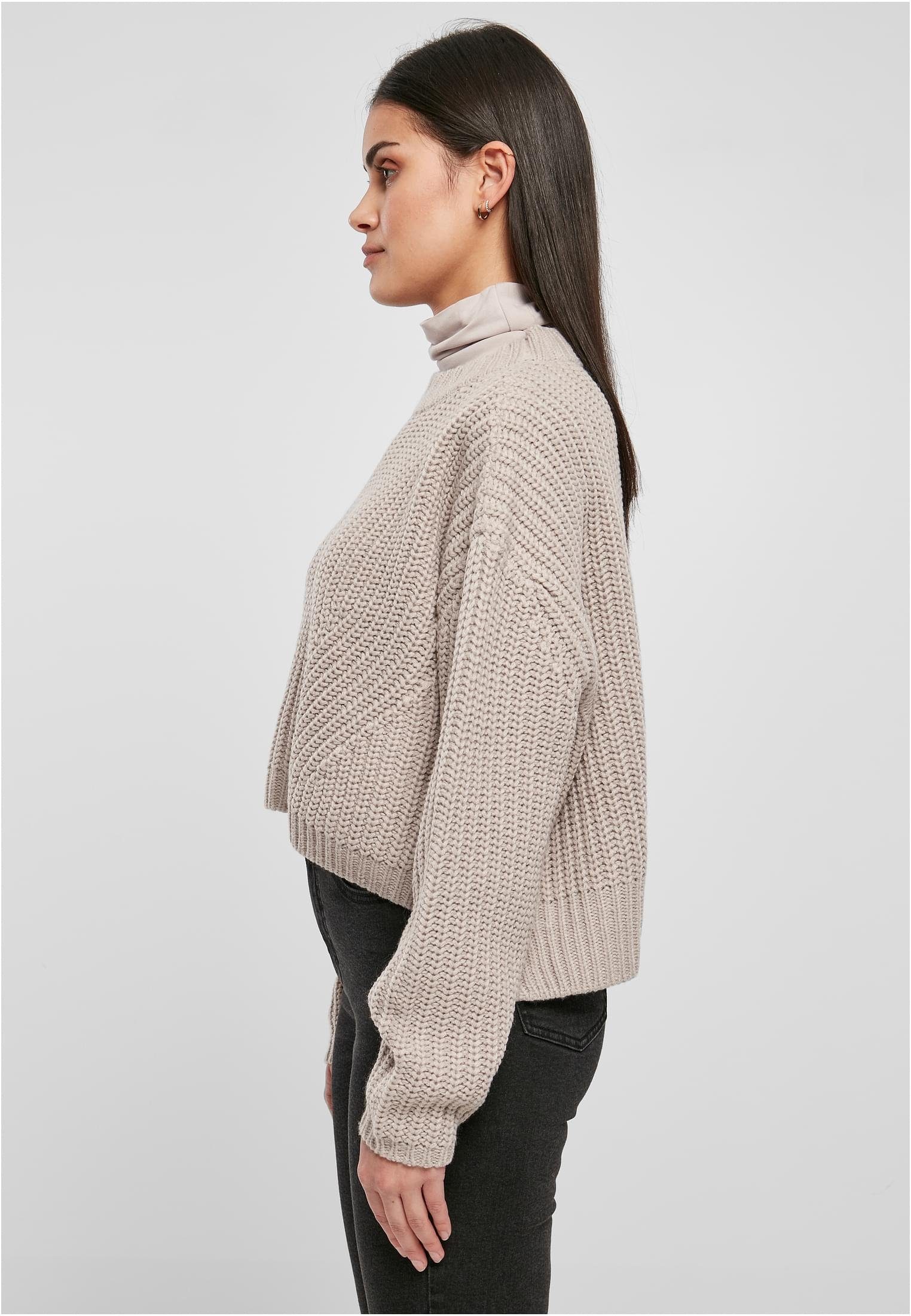 URBAN CLASSICS Kapuzenpullover Ladies Damen Sweater warmgrey Oversize Wide (1-tlg)