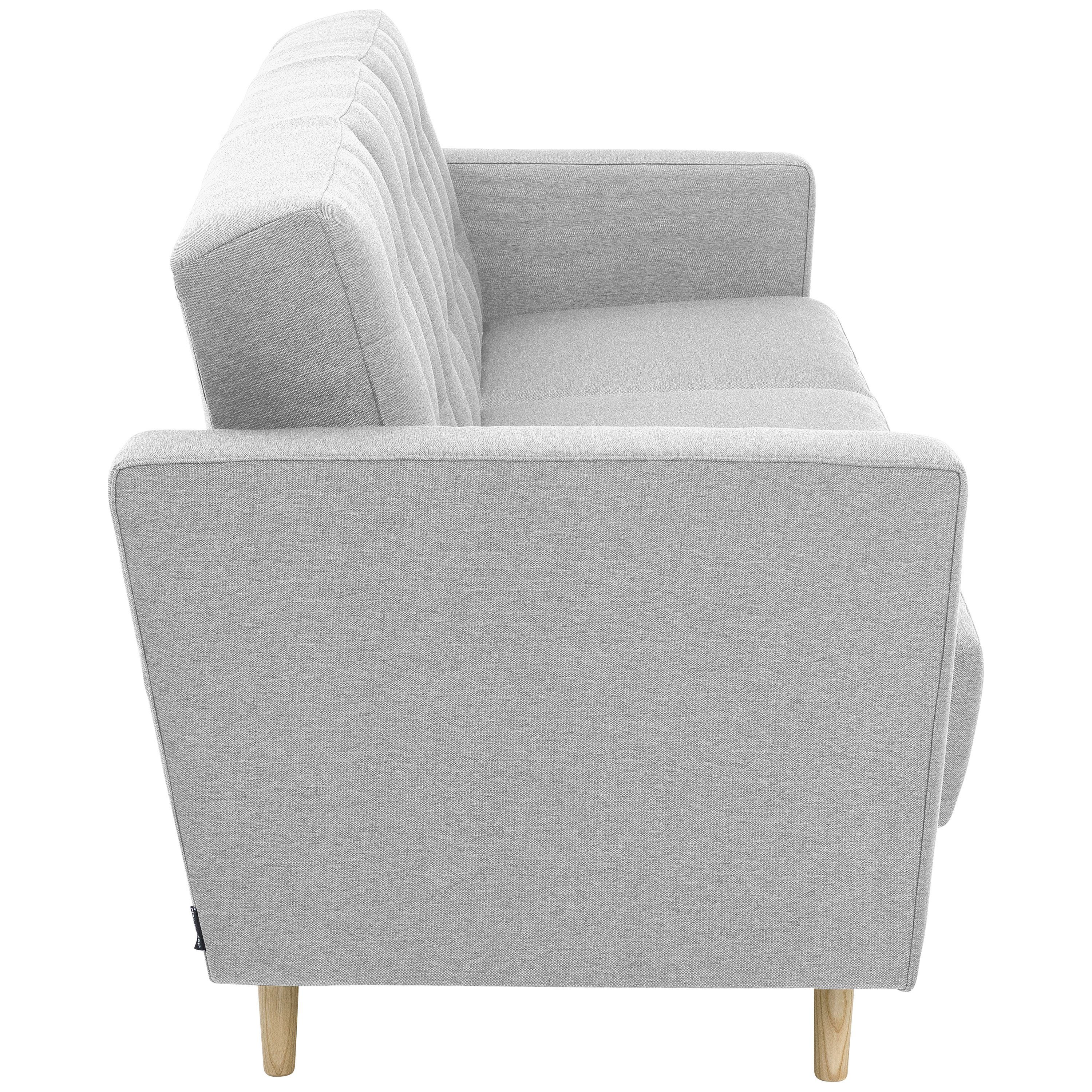 Sofa hellgrau Max Sofa Bettfunktion 3-Sitzer Winzer® Jasmin, mit