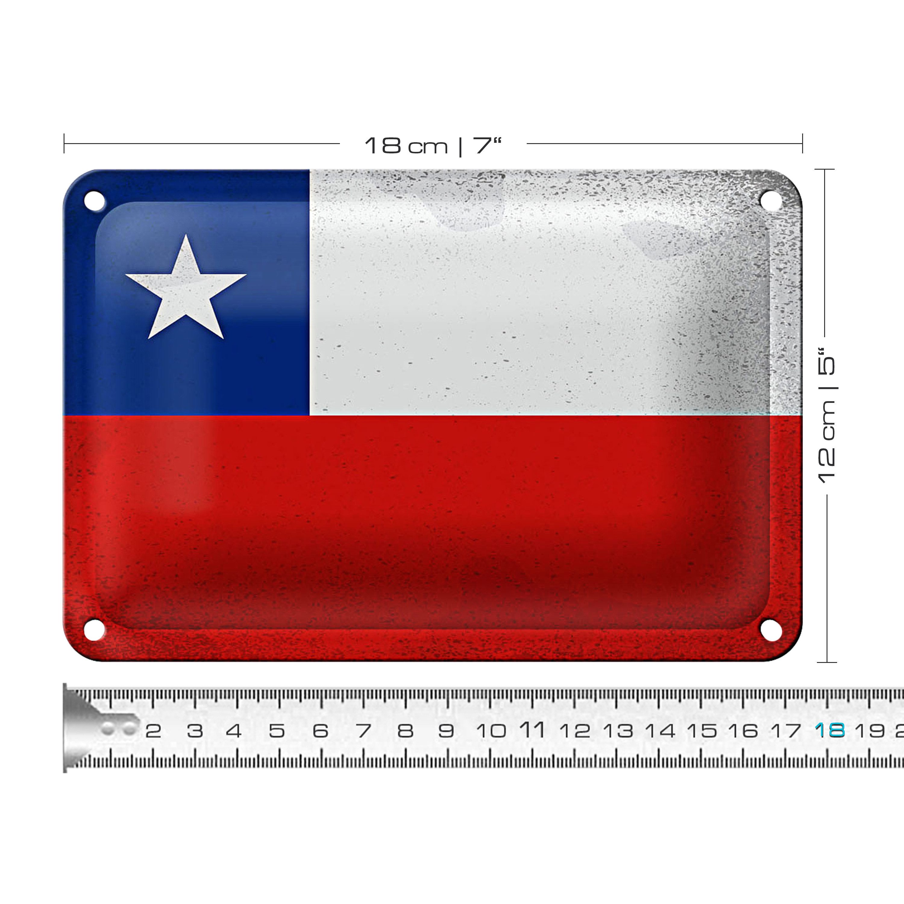 Roomando Metallschild Flagge Chile 18x12cm Flag of Chile Vintage