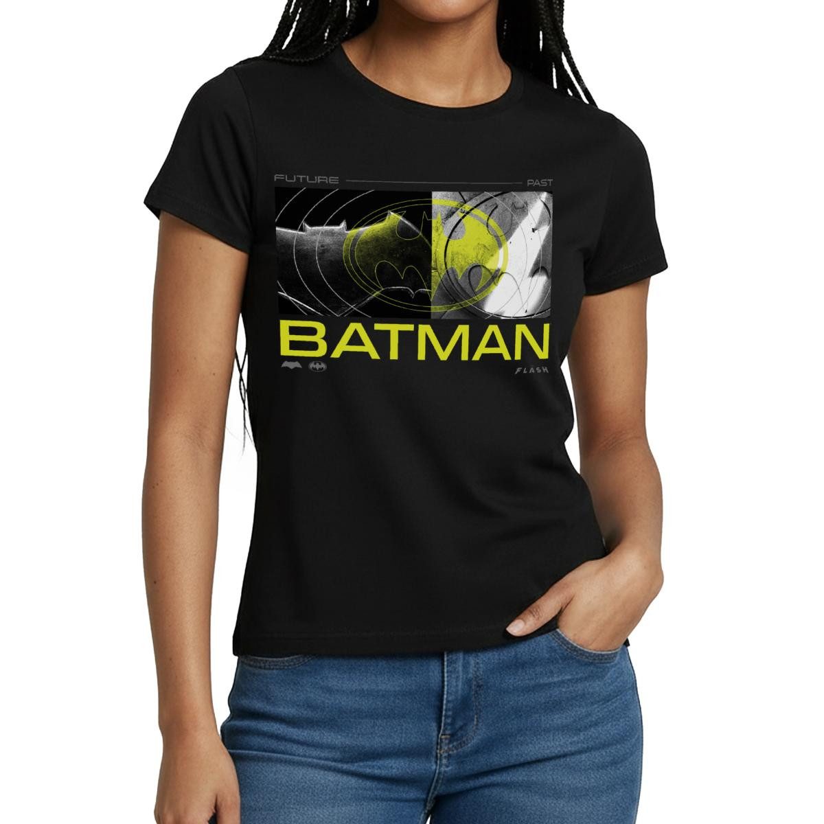 Spreadshirt T-Shirt The Flash Und Batman Zukunft Und Vergangenheit Frauen T-Shirt (1-tlg)