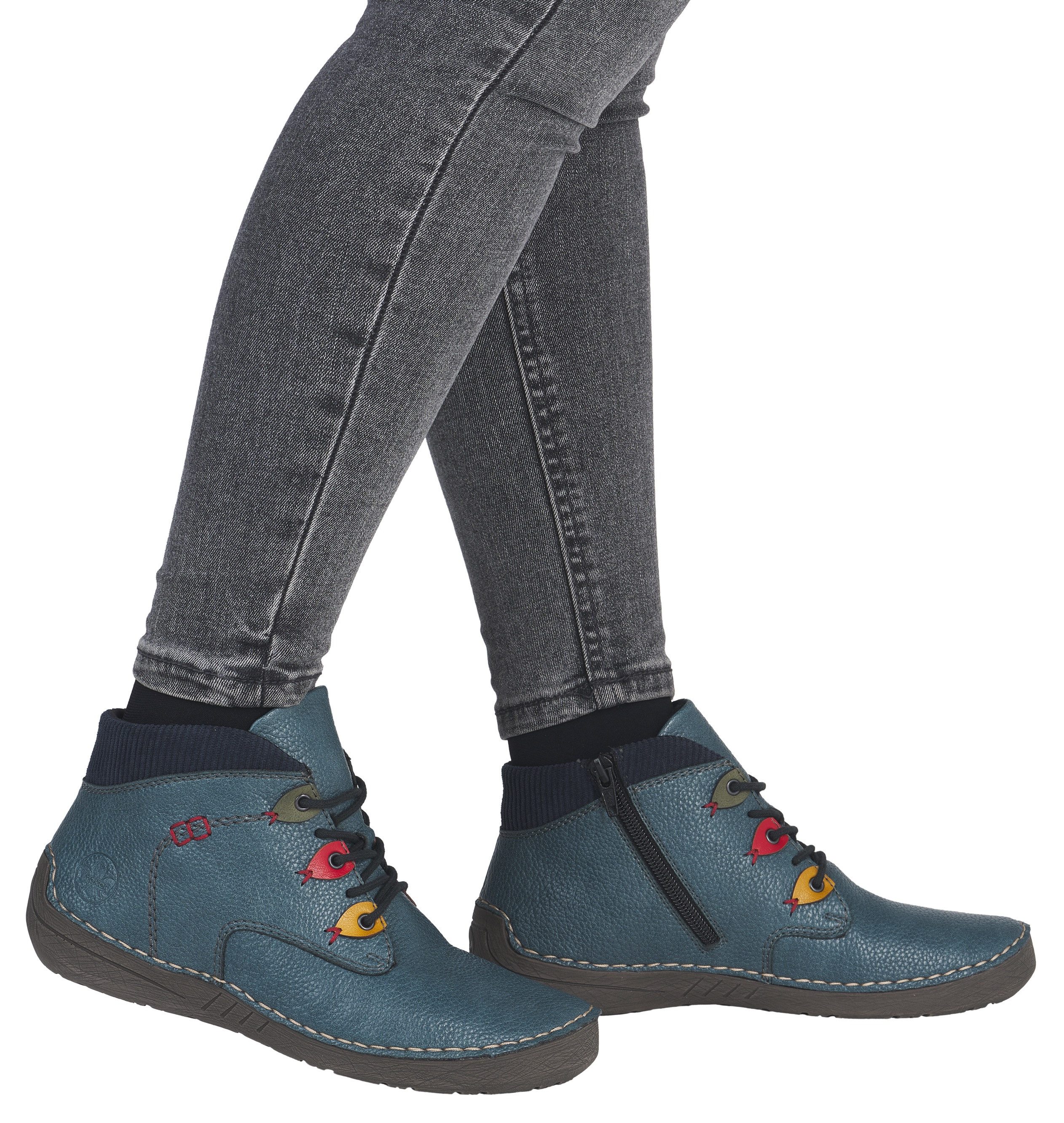 Rieker Schnürboots Stiefelette, Casualboots, High Top Sneaker mit Innenreißverschluss