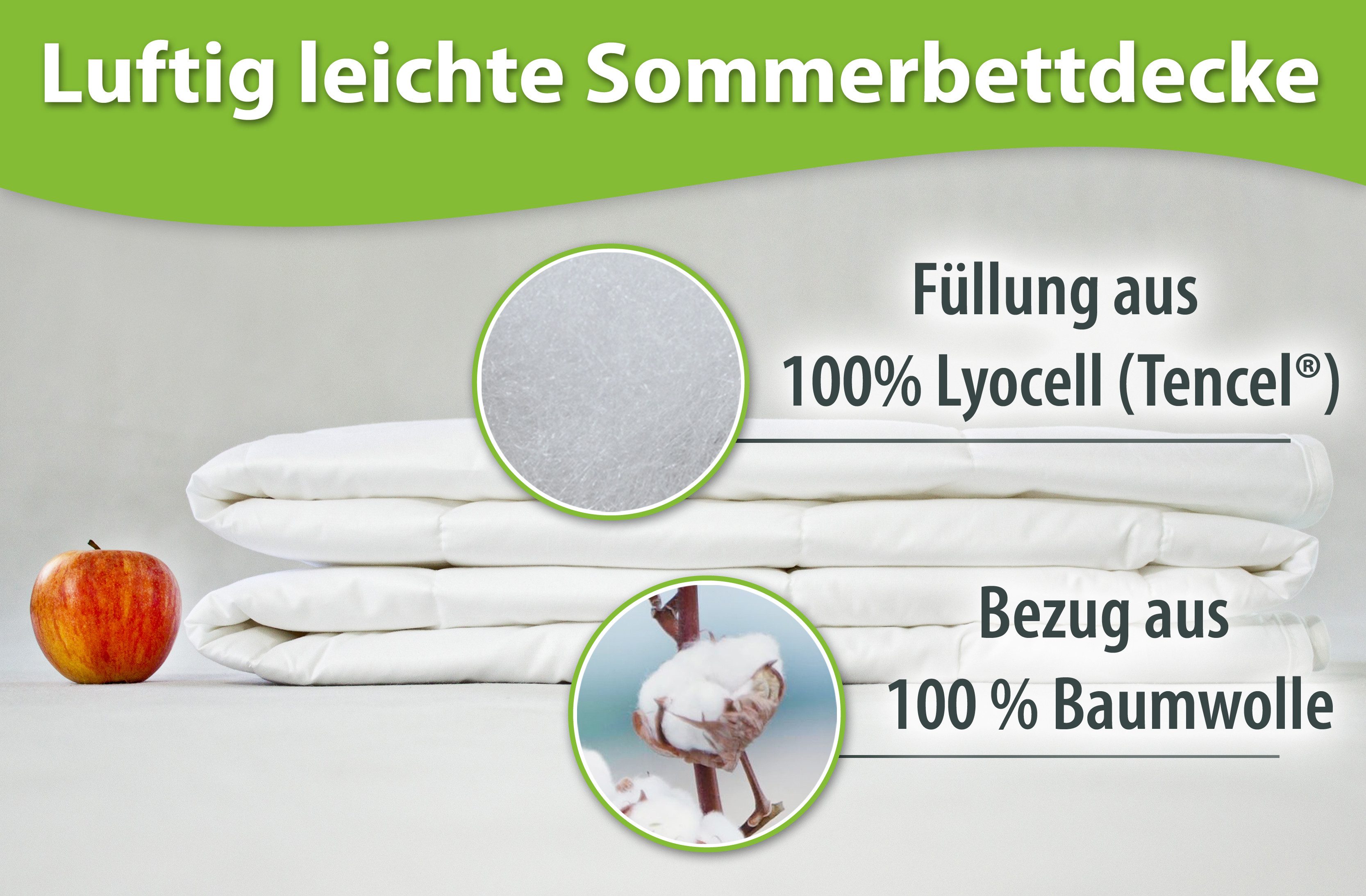 franknatur Naturfaserbettdecke Sommerdecke Lyocell, Füllung: 100% Lyocell/T günstig online kaufen