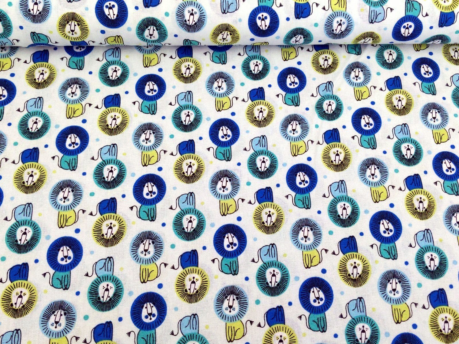 Corileo Stoff Baumwollstoff Löwenköpfe Hellmint Stoff Meterware