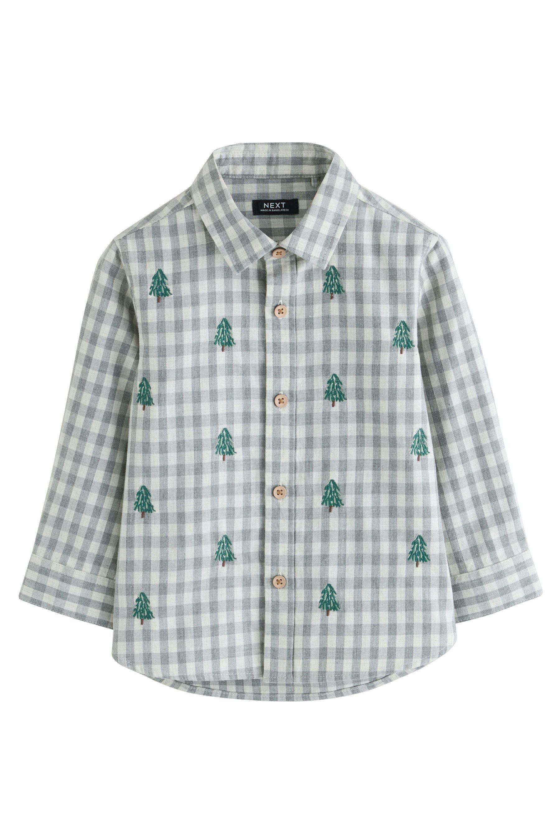 Next Langarmhemd Besticktes Langarmshirt im Vichykaro günstig online kaufen