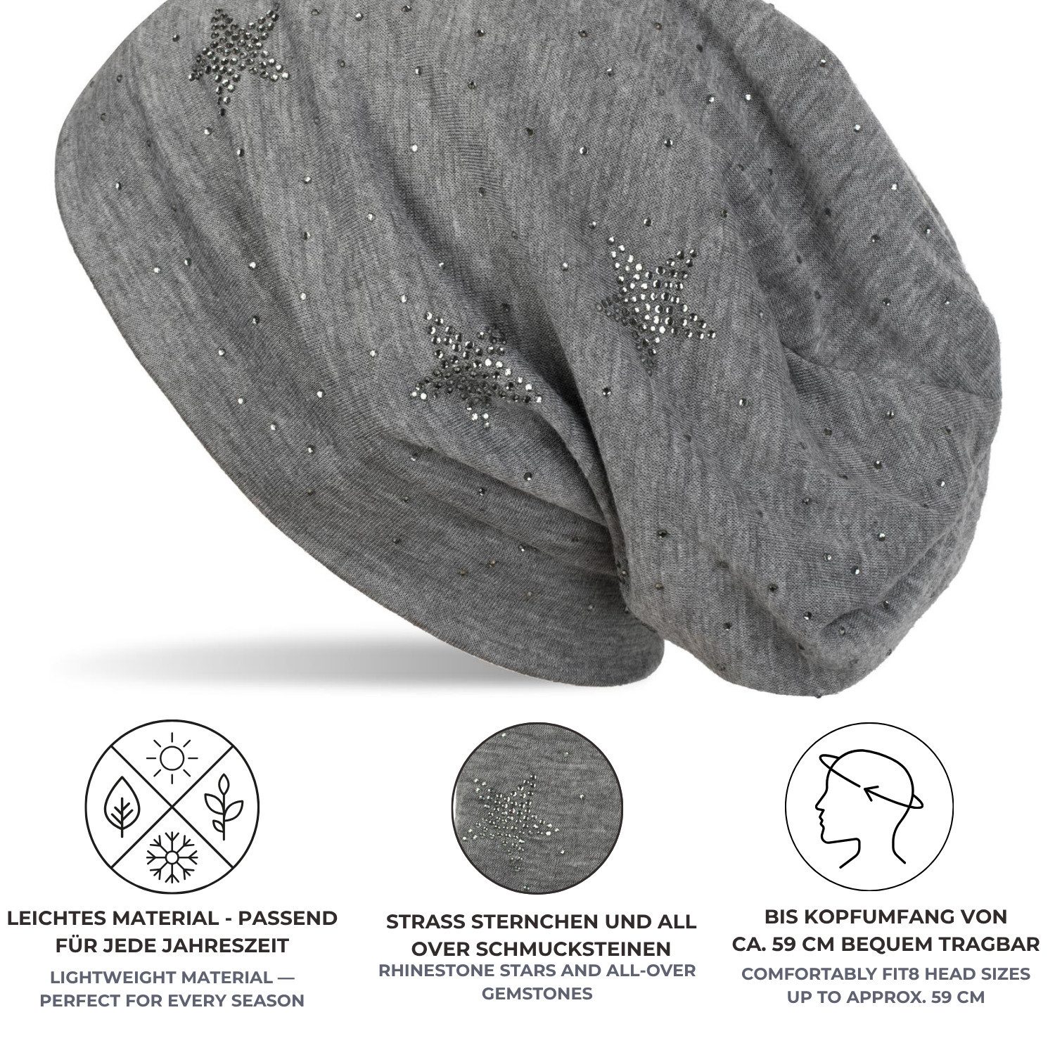 styleBREAKER Beanie Beanie mit Strass Sterne (1-St)