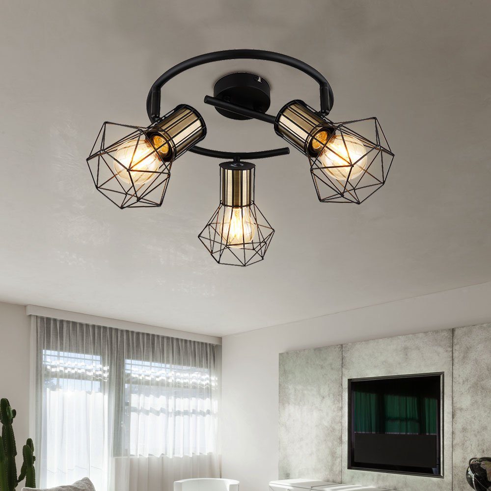 GLOBO LIGHTING Deckenleuchte, Leuchtmittel nicht inklusive, Deckenlampe Wohnzimmer Vintage Deckenstrahler 3 flammig